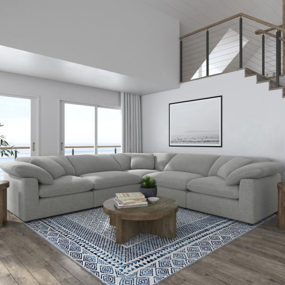 Raleigh 5-piece Boucle Upholstered Modular Sectional Grey