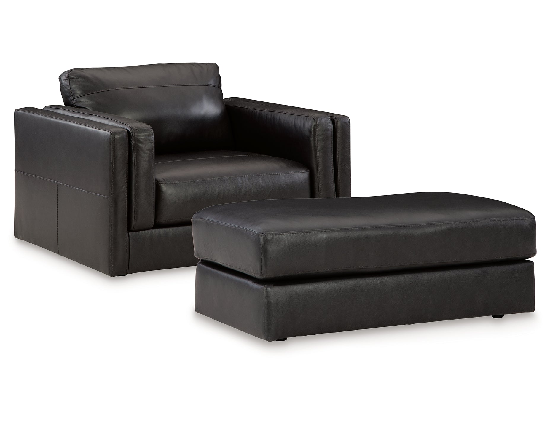 Amiata Chair and Ottoman - Natural