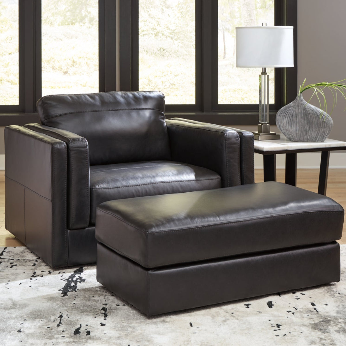 Amiata Chair and Ottoman - Natural