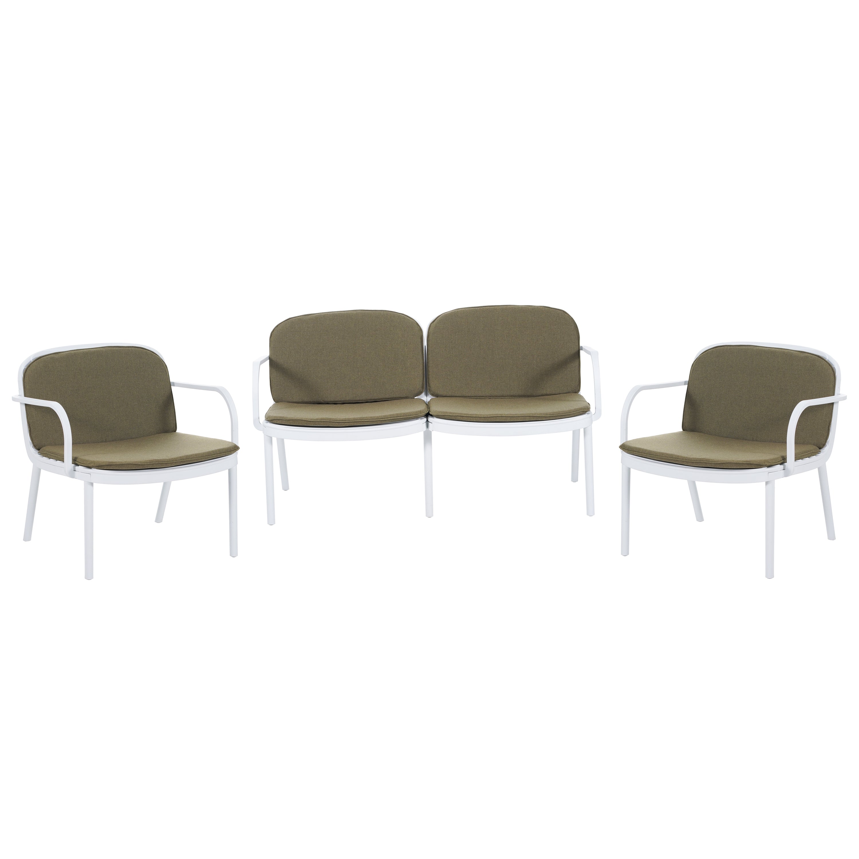 Luna Outdoor Chat Set Cushioned Seating - White