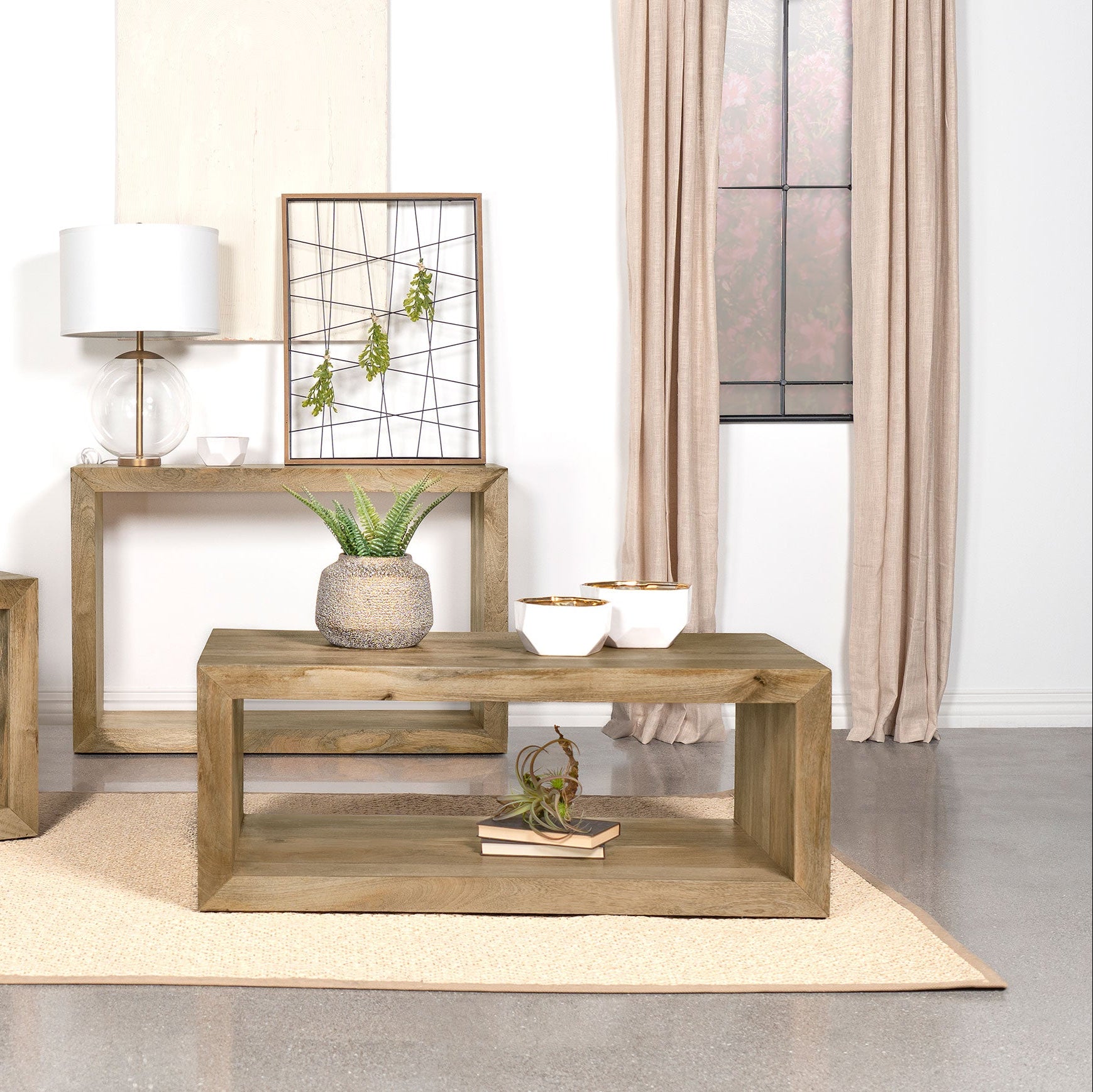 Benton Rectangular Solid Wood Coffee Table Natural