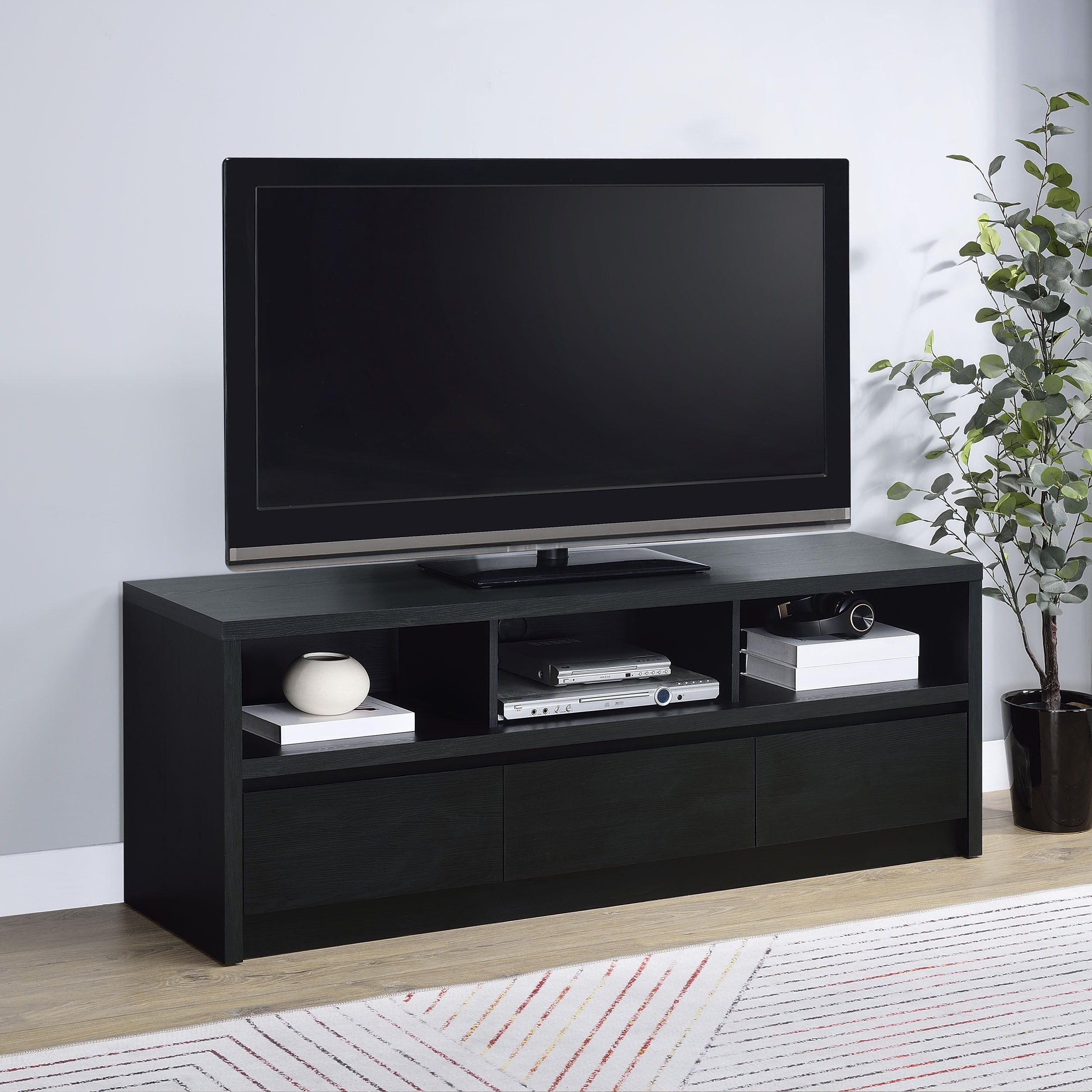 Rutland 59-inch 3-drawer TV Stand Media Console Black