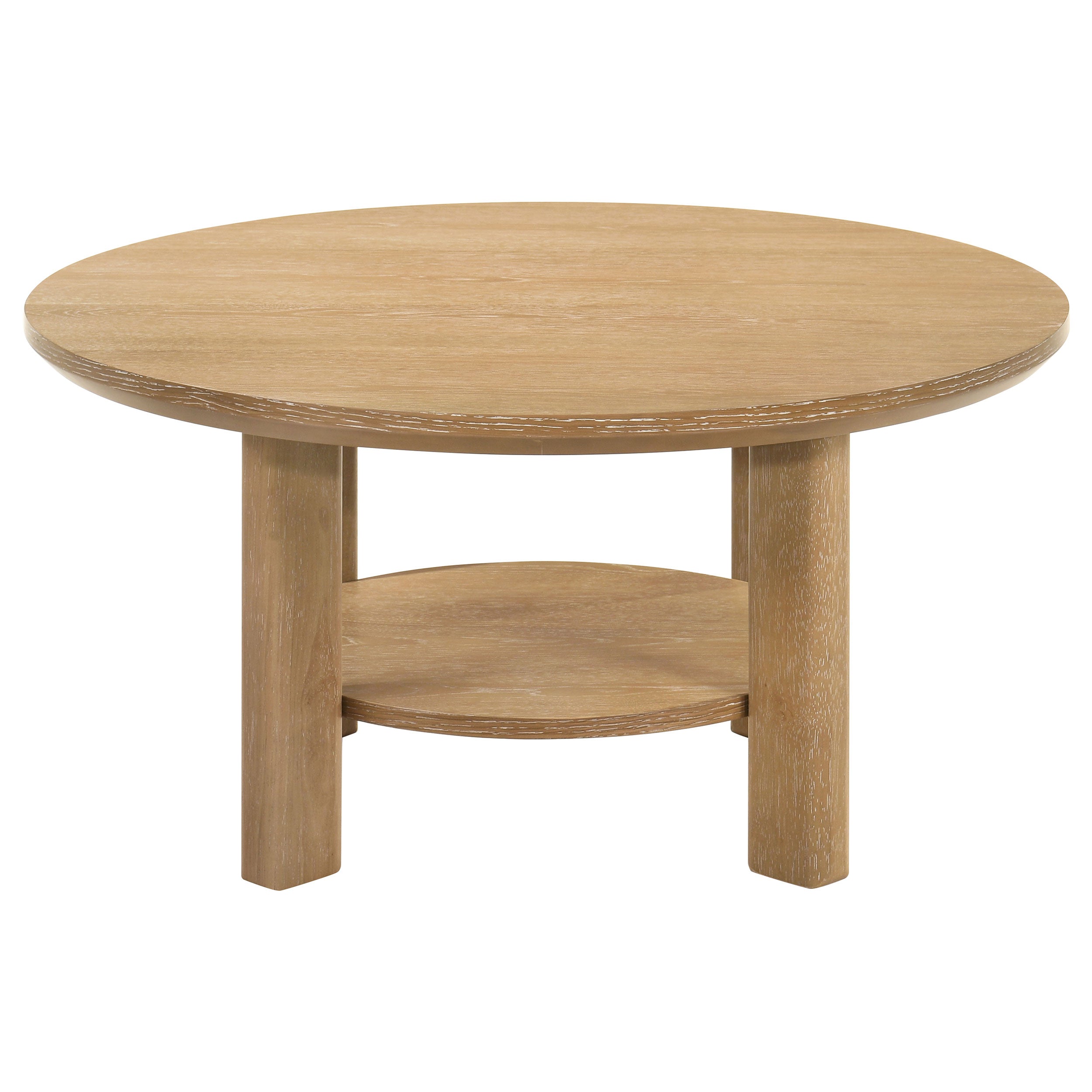 Ottowa 35-inch Round Wood Cocktail Coffee Table Oak