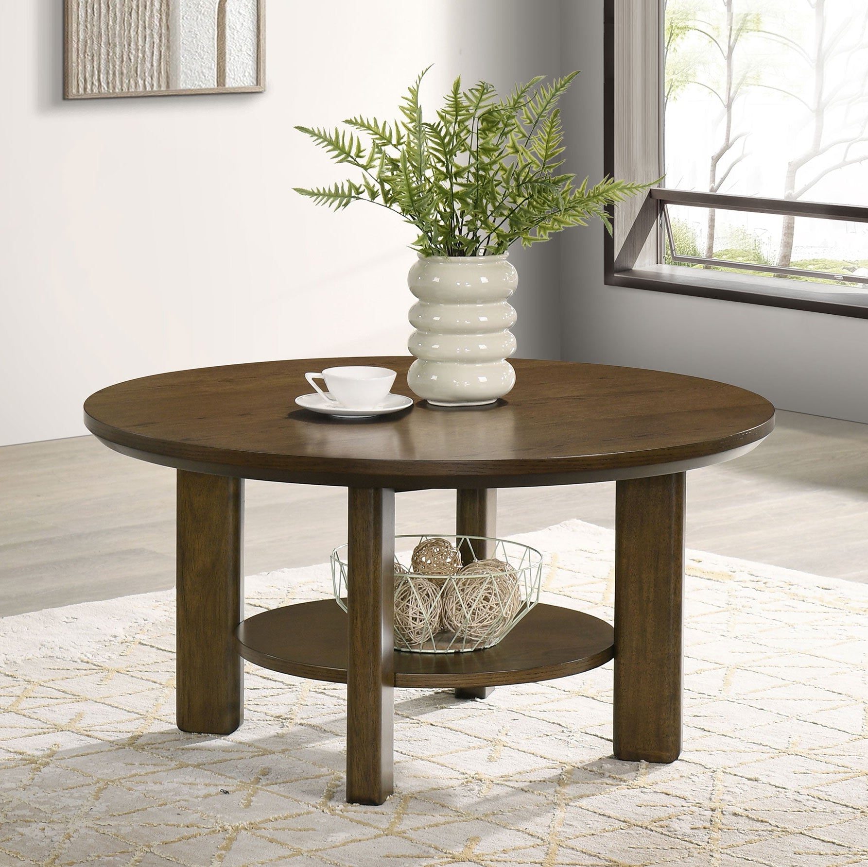 Ottowa 35-inch Round Wood Cocktail Coffee Table Brown