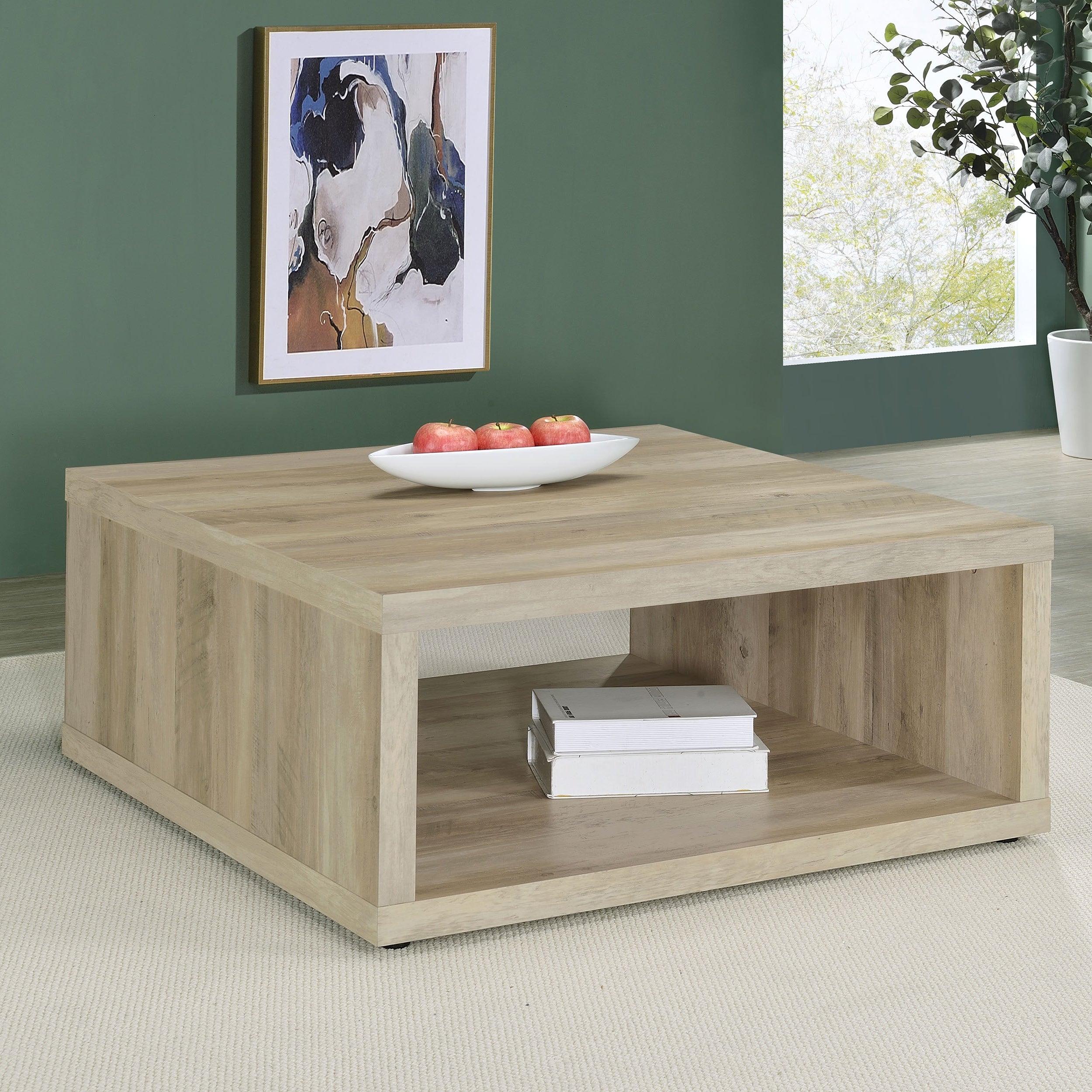 Frisco Square Engineered Wood Coffee Table Distressed Pine