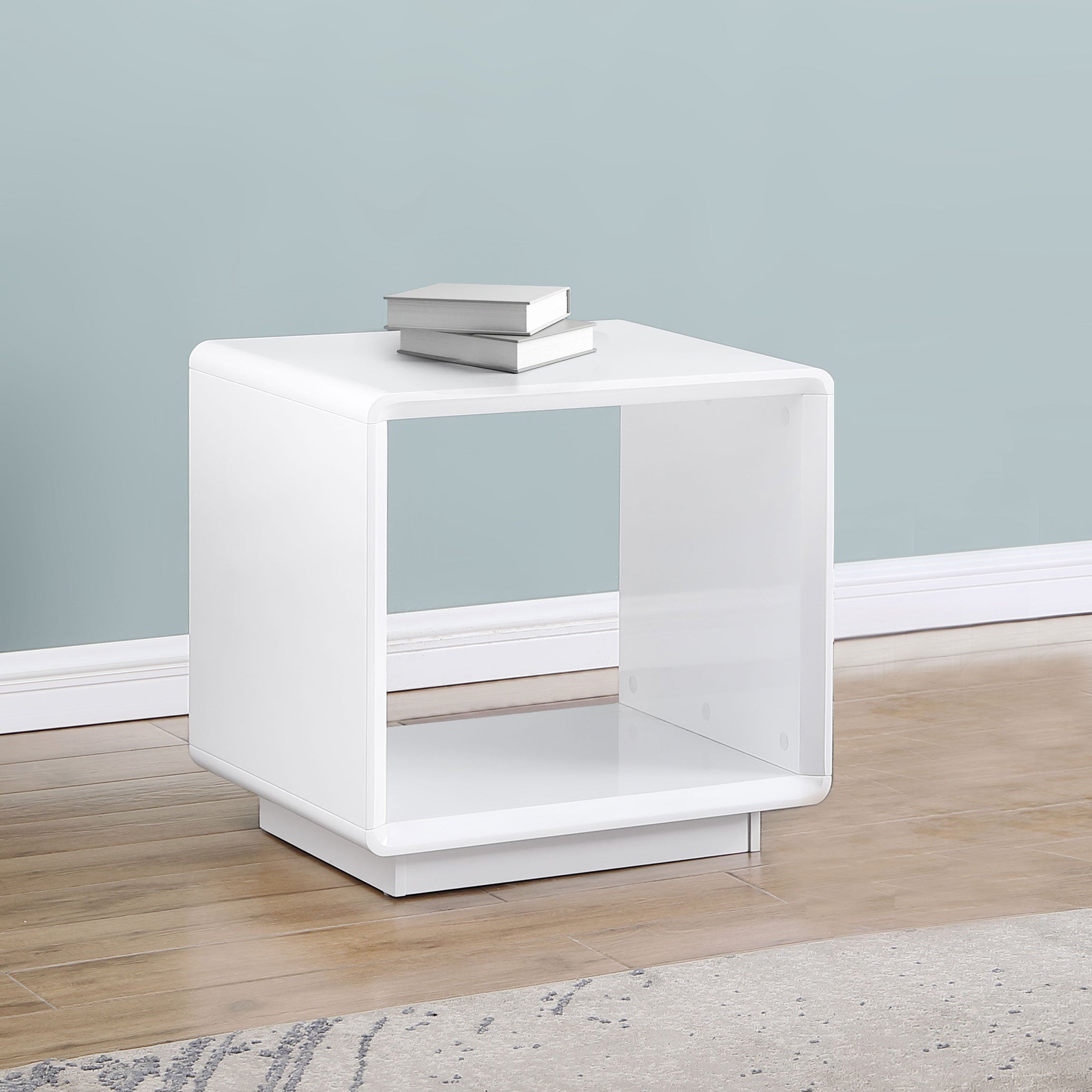 Paseo Square End Side Table White High Gloss