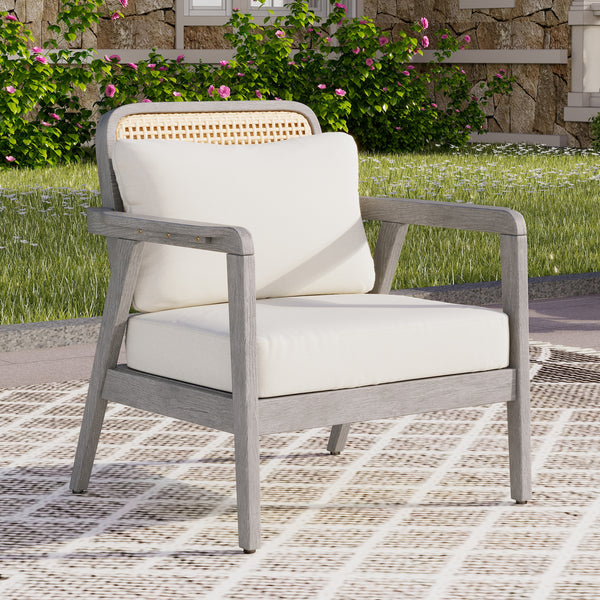 Outdoor Club Chair Cushioned Seating - Light Gray