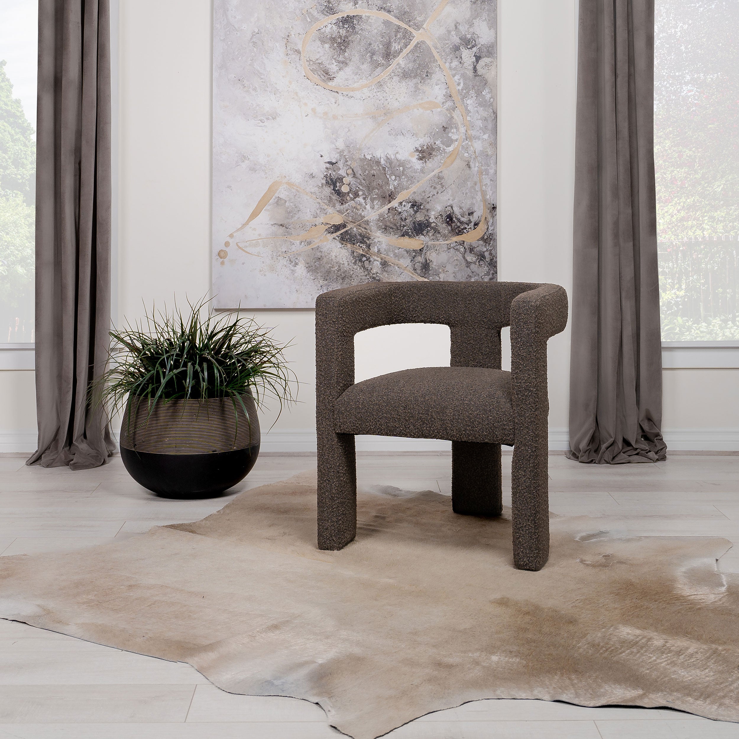Petra Boucle Upholstered Accent Side Chair Brown