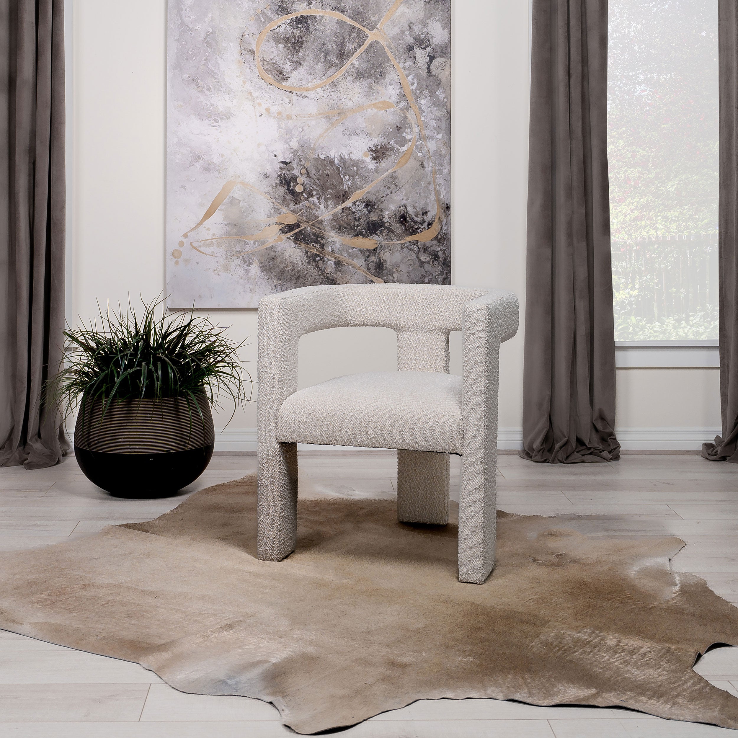 Petra Boucle Upholstered Accent Side Chair white