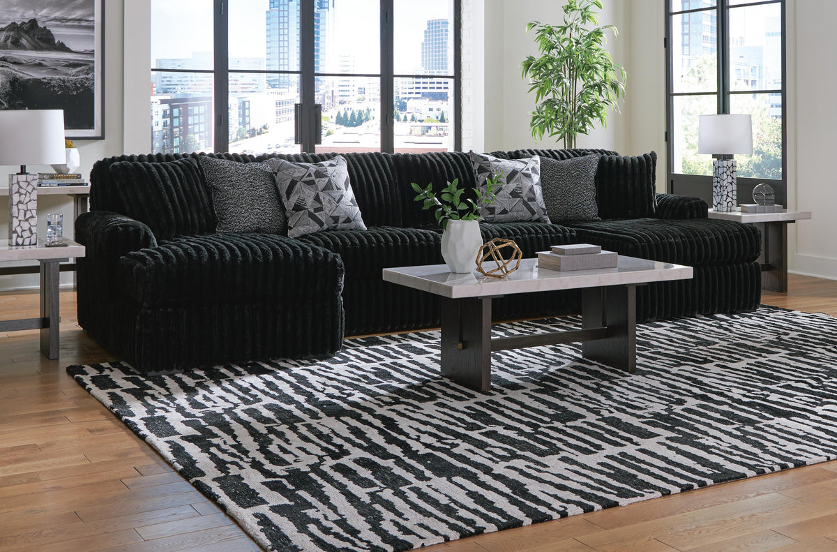 Midnight-Madness 3-Piece Sectional with Chaise - Double Chaise