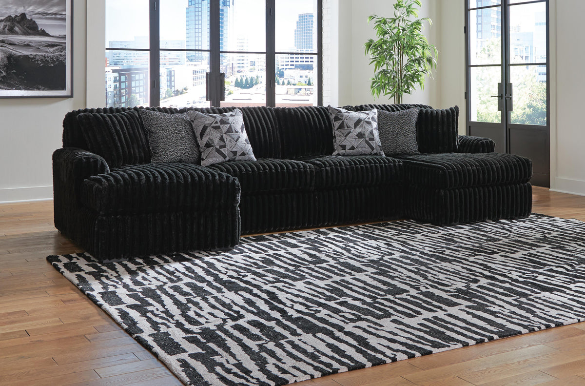 Midnight-Madness 3-Piece Sectional with Chaise - Double Chaise