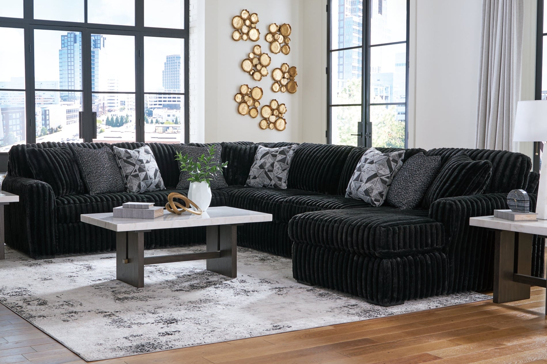 Midnight-Madness 4-Piece Sectional with Right Chaise