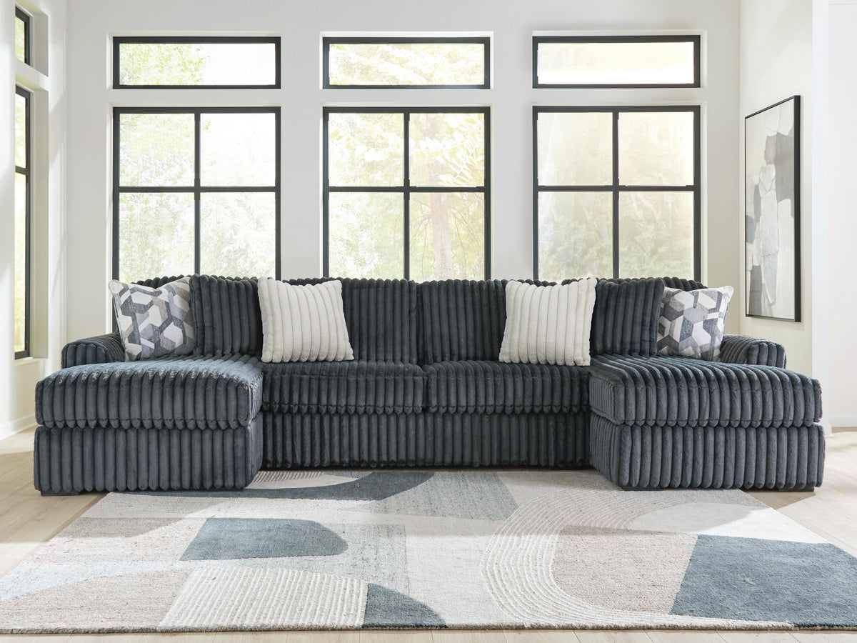 Midnight-Madness 3-Piece Double Chaise Sectional - Armless Loveseat