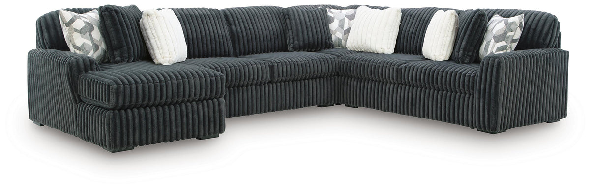 Midnight-Madness 4-Piece Sectional with Chaise - Gunmetal, Left-Arm Chaise