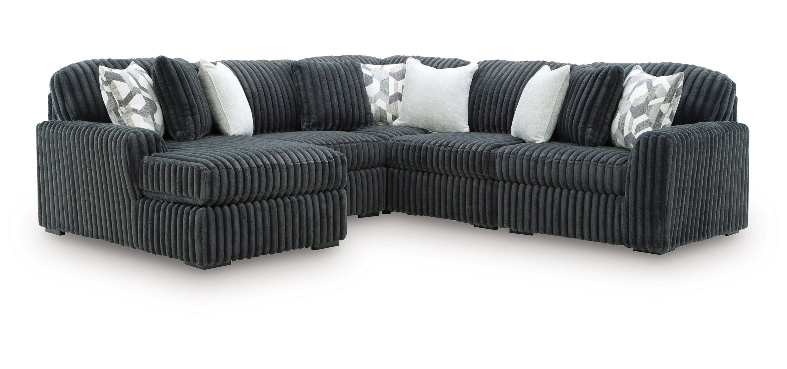 Midnight-Madness 5-Piece Sectional with Left Chaise - Blue