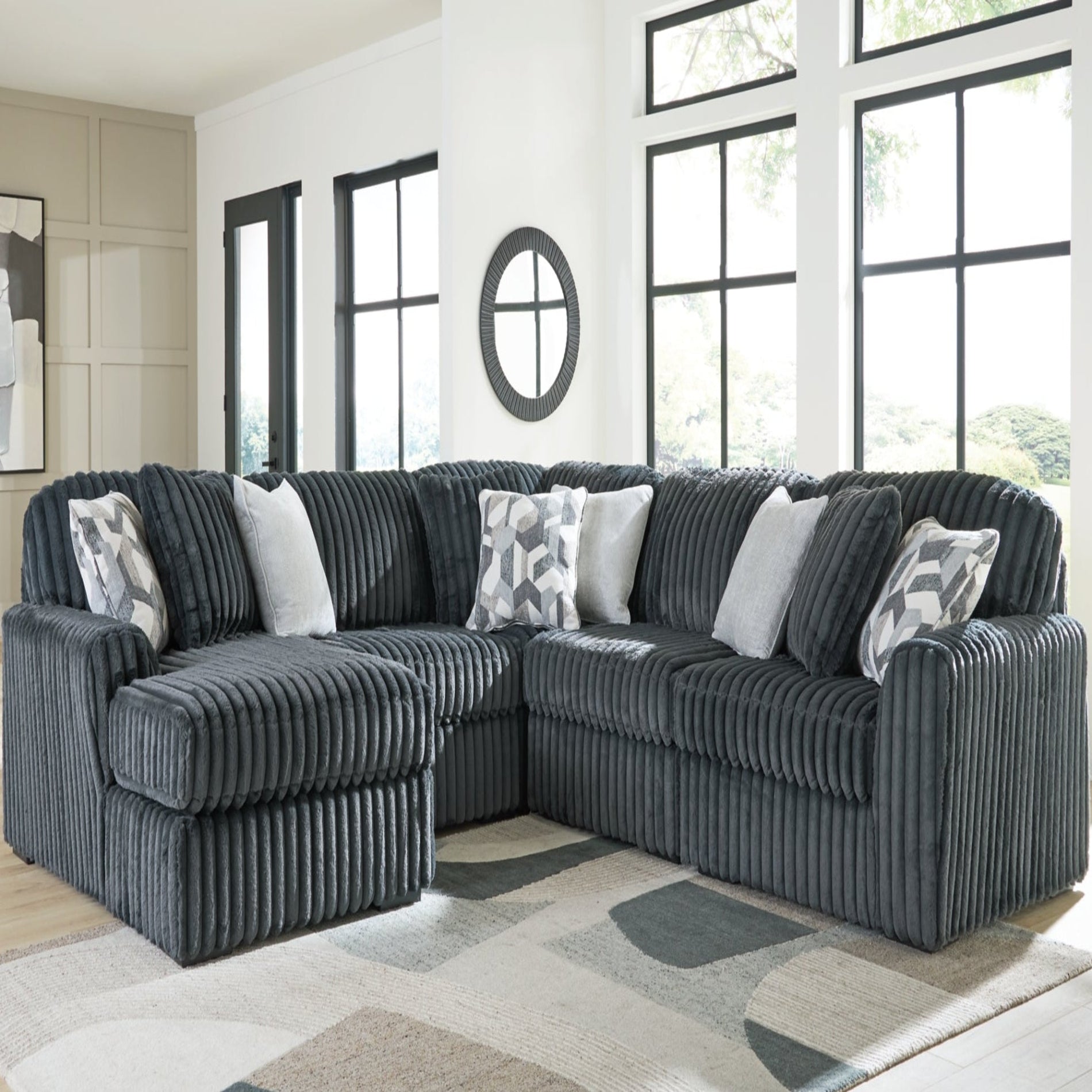 Midnight-Madness 5-Piece Sectional with Left Chaise - Blue