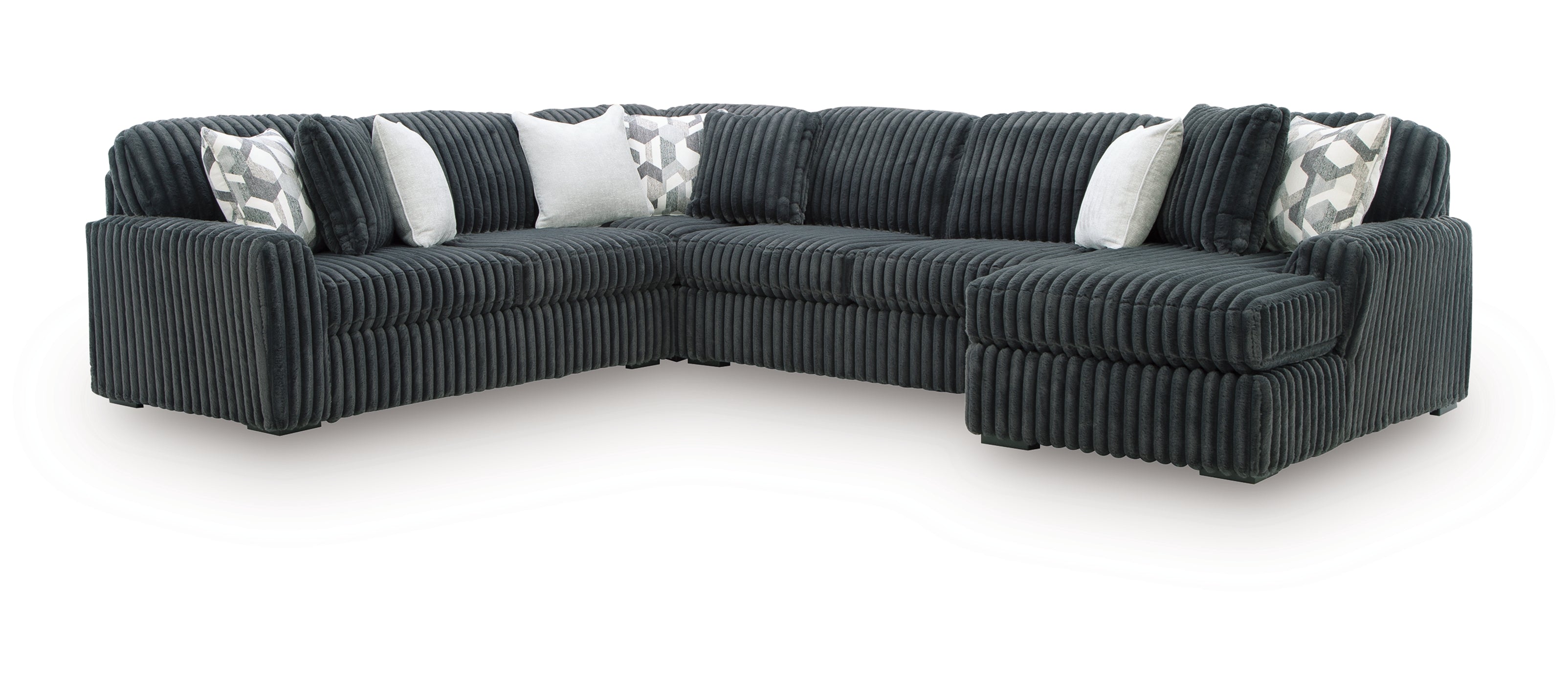 Midnight-Madness 4-Piece Sectional with Right Chaise - Blue