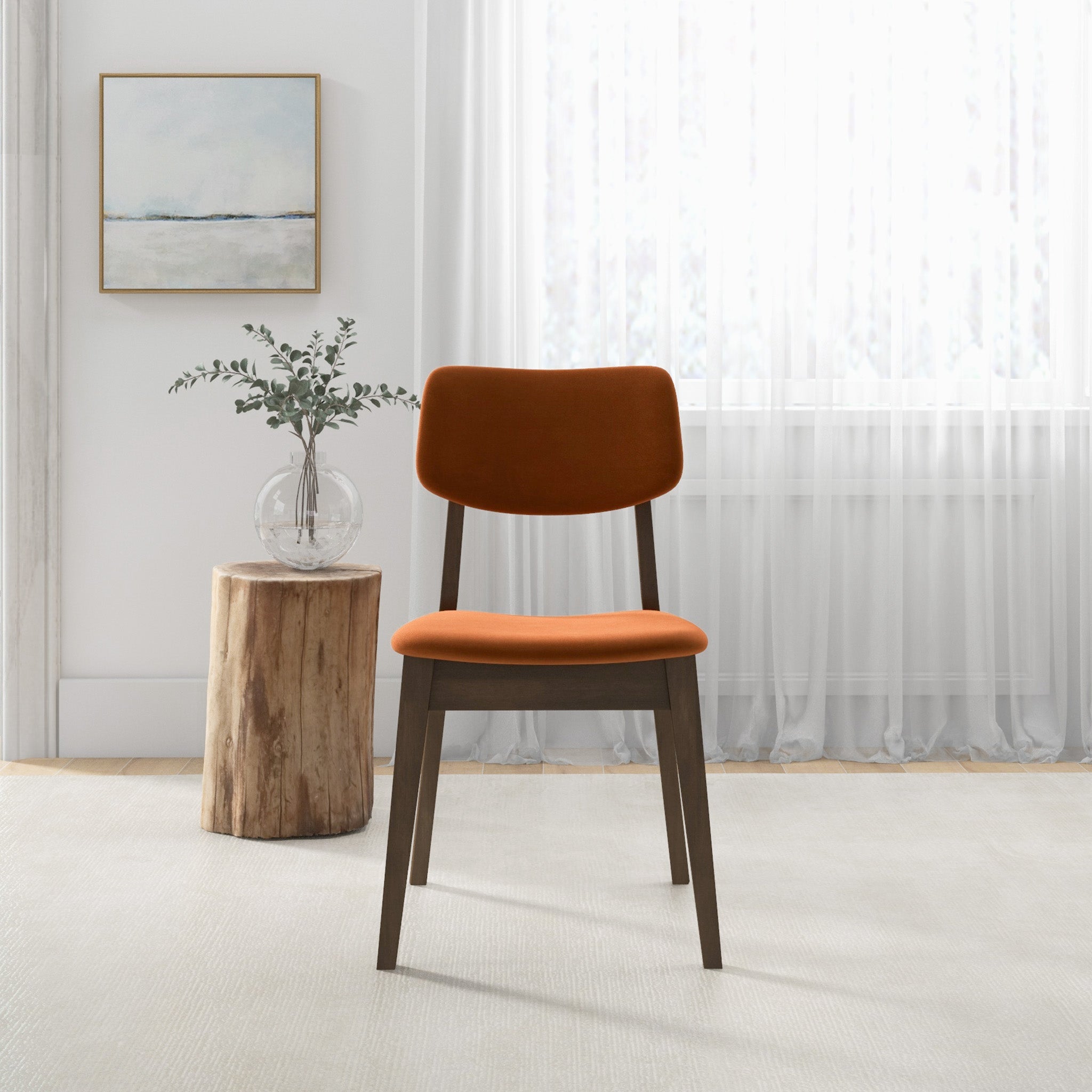 Abbott Burnt Orange Velvet Dining Chair Mid in Mod MidinMod