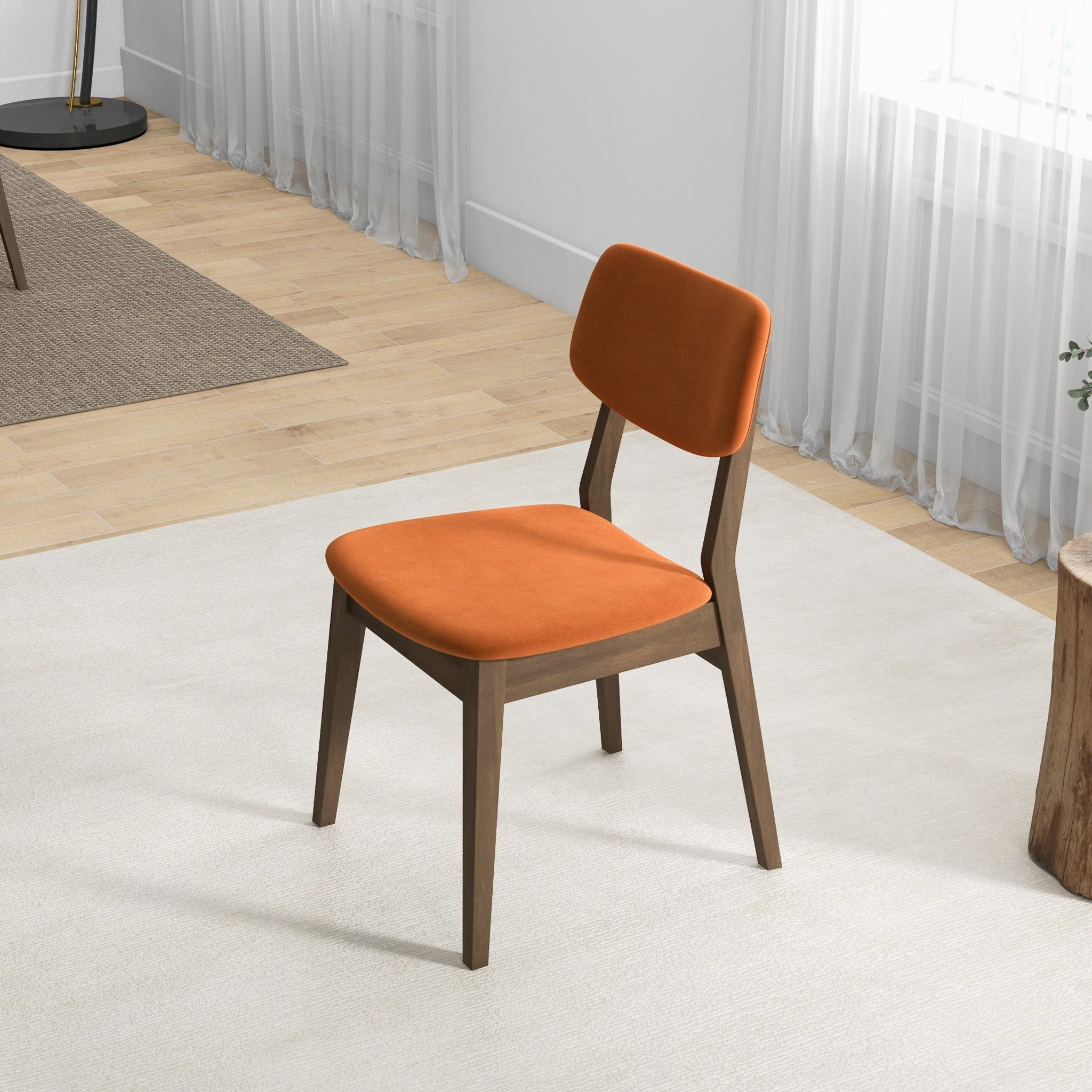 Abbott Burnt Orange Velvet Dining Chair Set of 2 - MidinMod