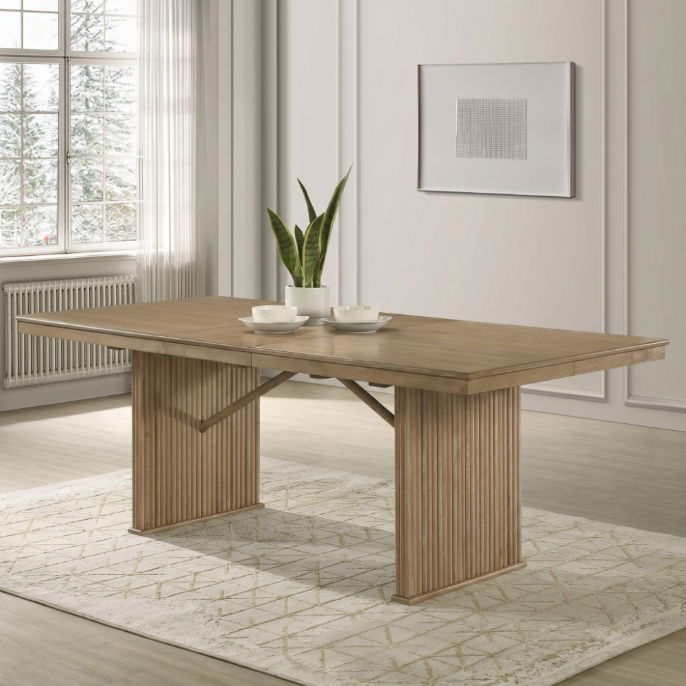Adina 89-inch Extension Dining Table Distressed Light Brown