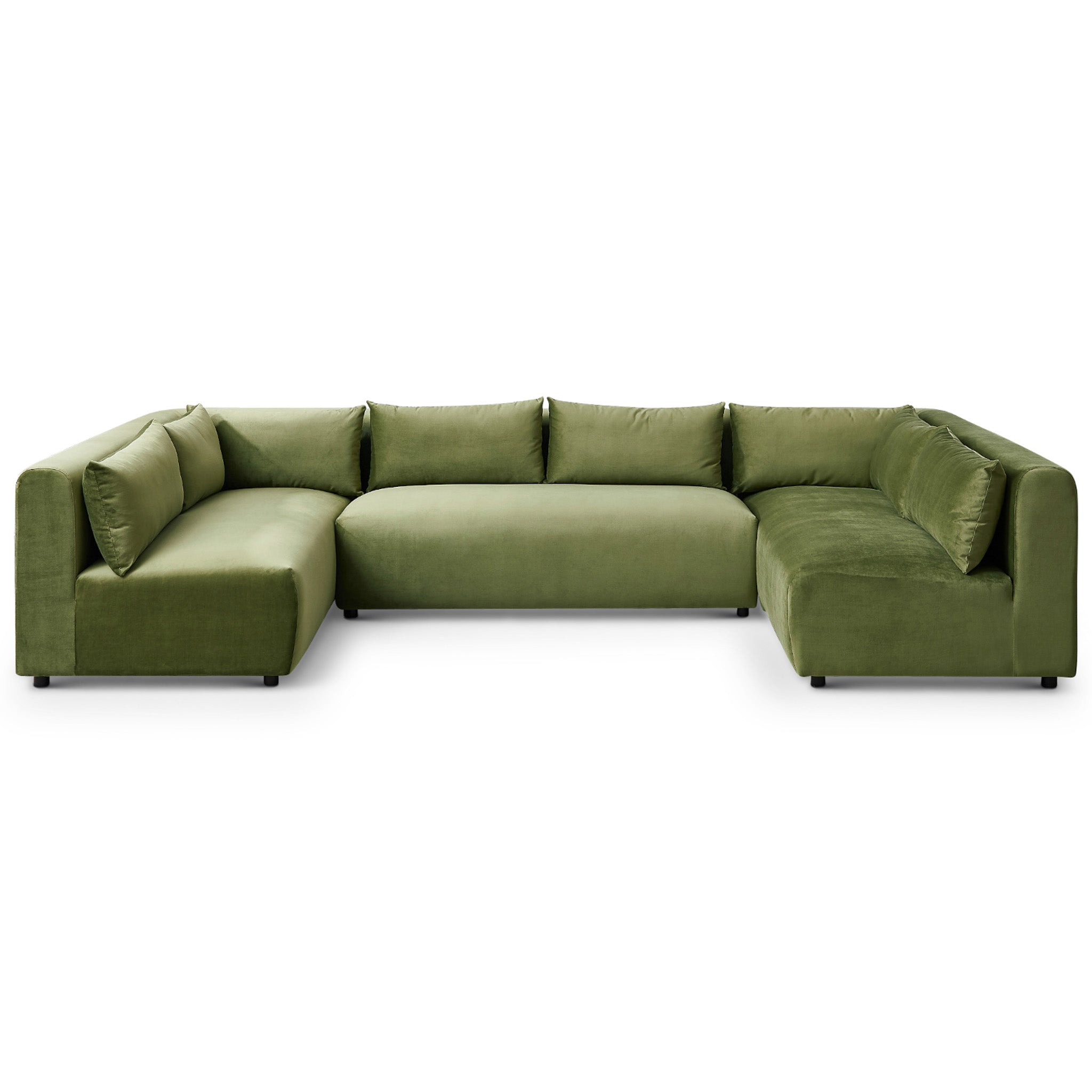 Albany Olive Green Velvet Modular Corner Sectional Modern Sofa - MidinMod