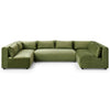 Albany Olive Green Velvet Modular Corner Sectional Modern Sofa