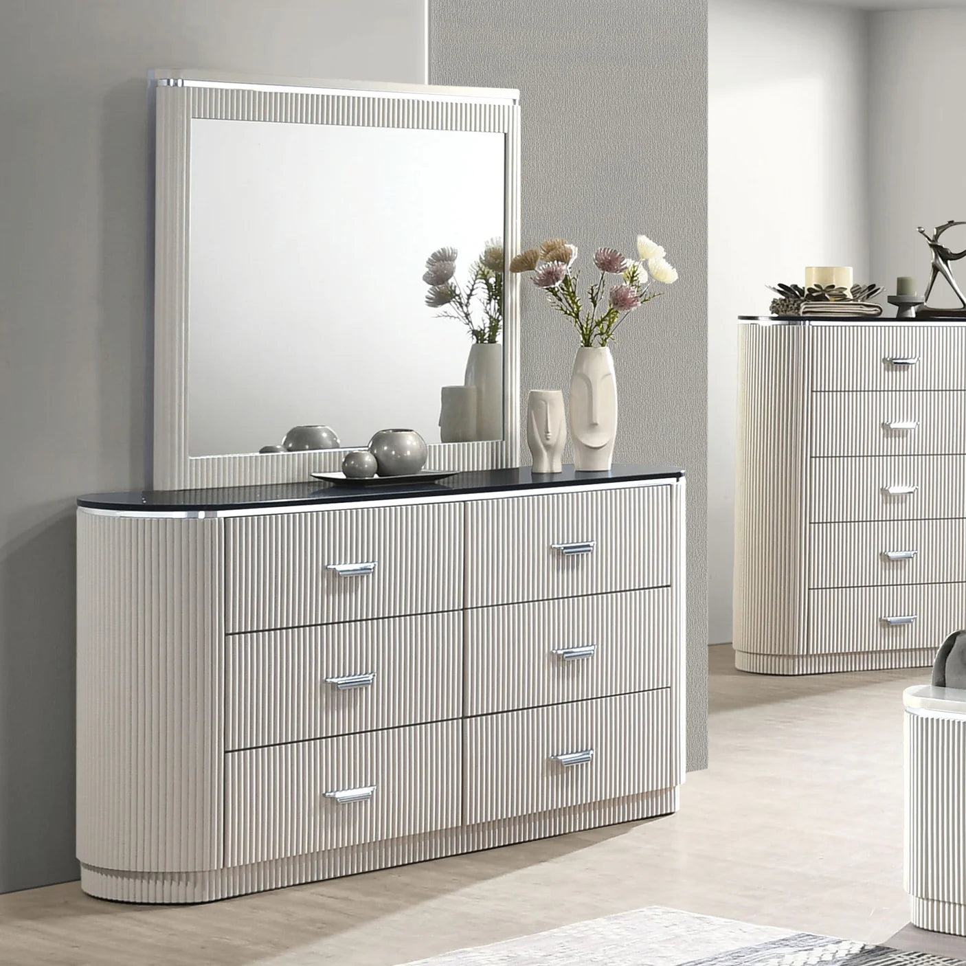 Aldgate Light Gray Dresser | Contemporary Dresser with Cultured Stone Top | MidinMod