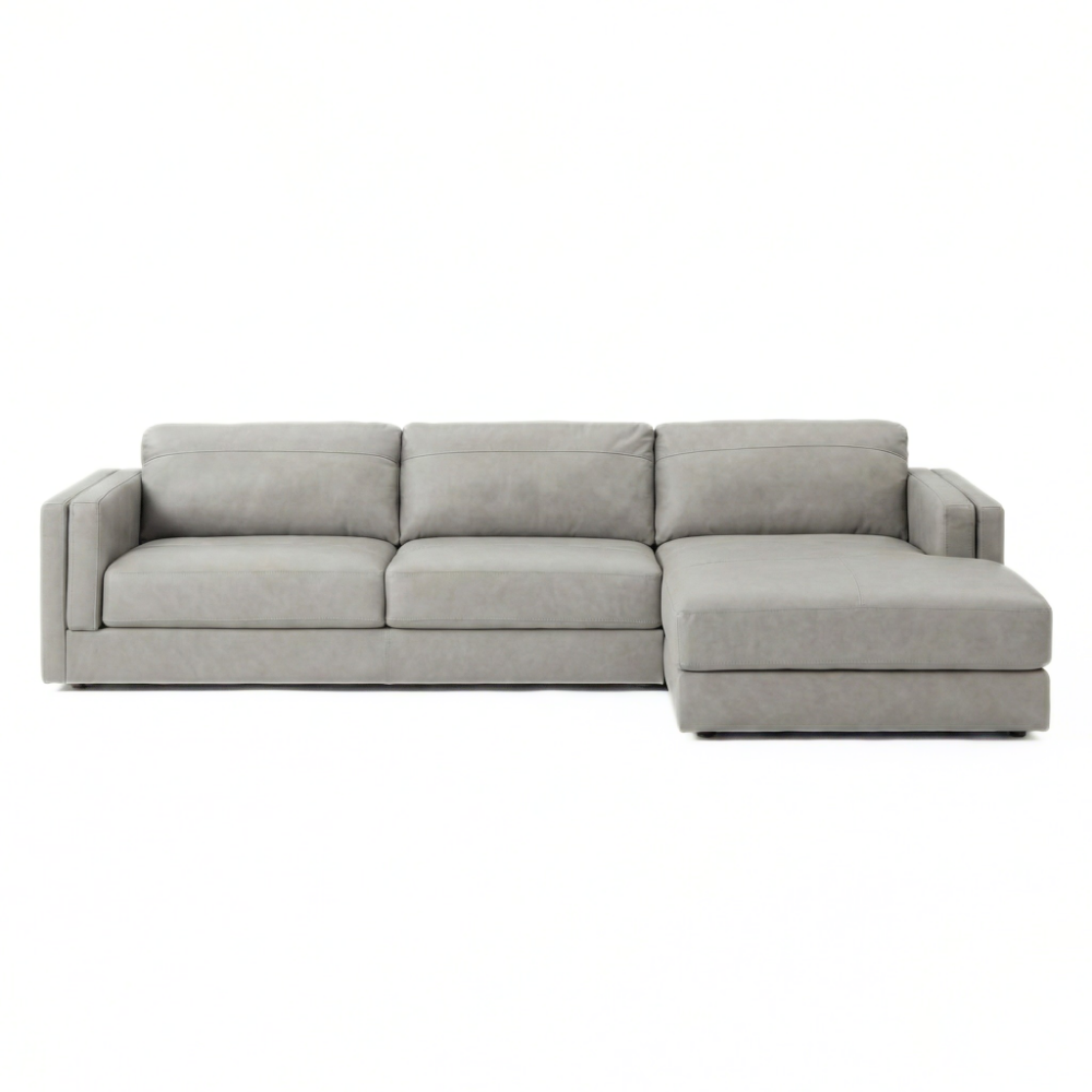 Amiata 2-Piece Contemporary Leather Sectional with Right-Facing Chaise