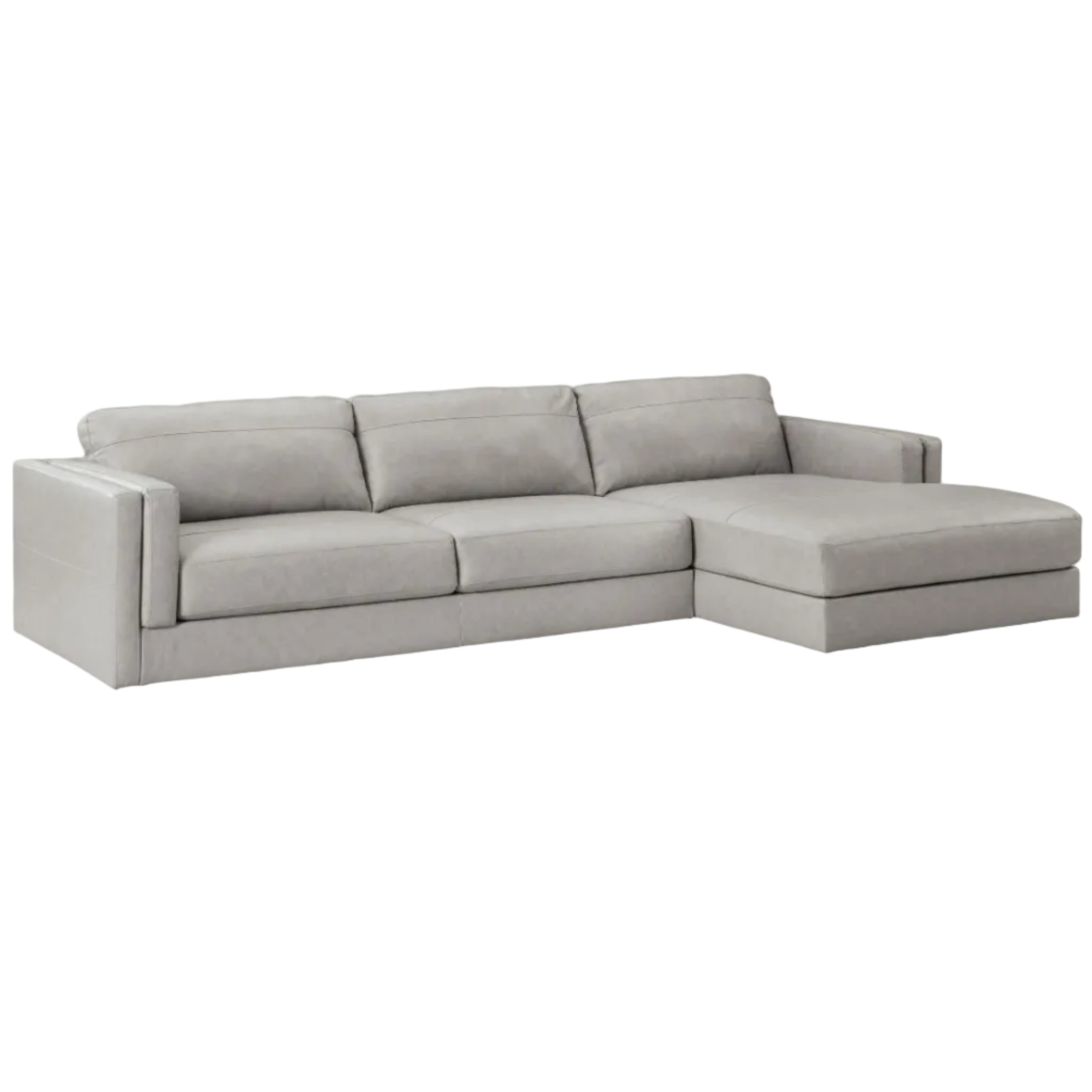 Amiata 2-Piece Contemporary Leather Sectional with Right-Facing Chaise