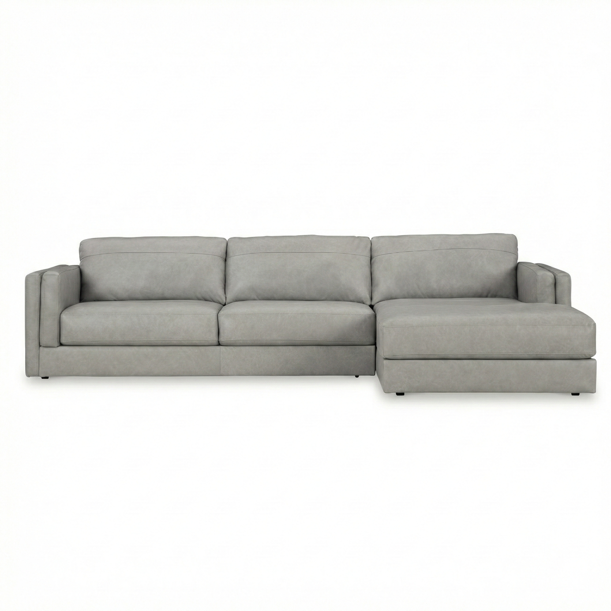 Amiata 2-Piece Sectional with Right Chaise | Grey Leather Contemporary Seating