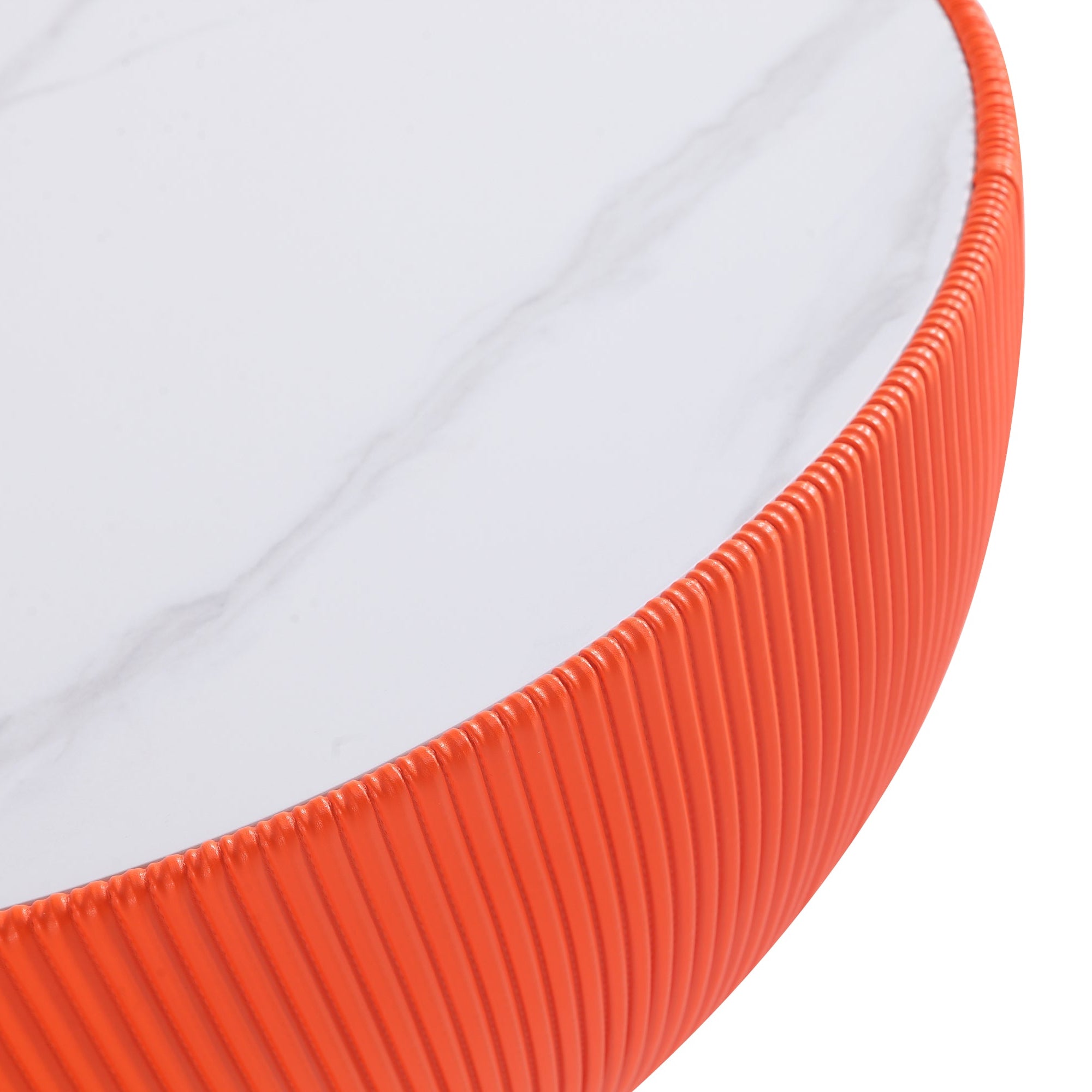 Anderson Orange Leather Coffee Table | Contemporary Upholstered Living Room Decor | MidinMod