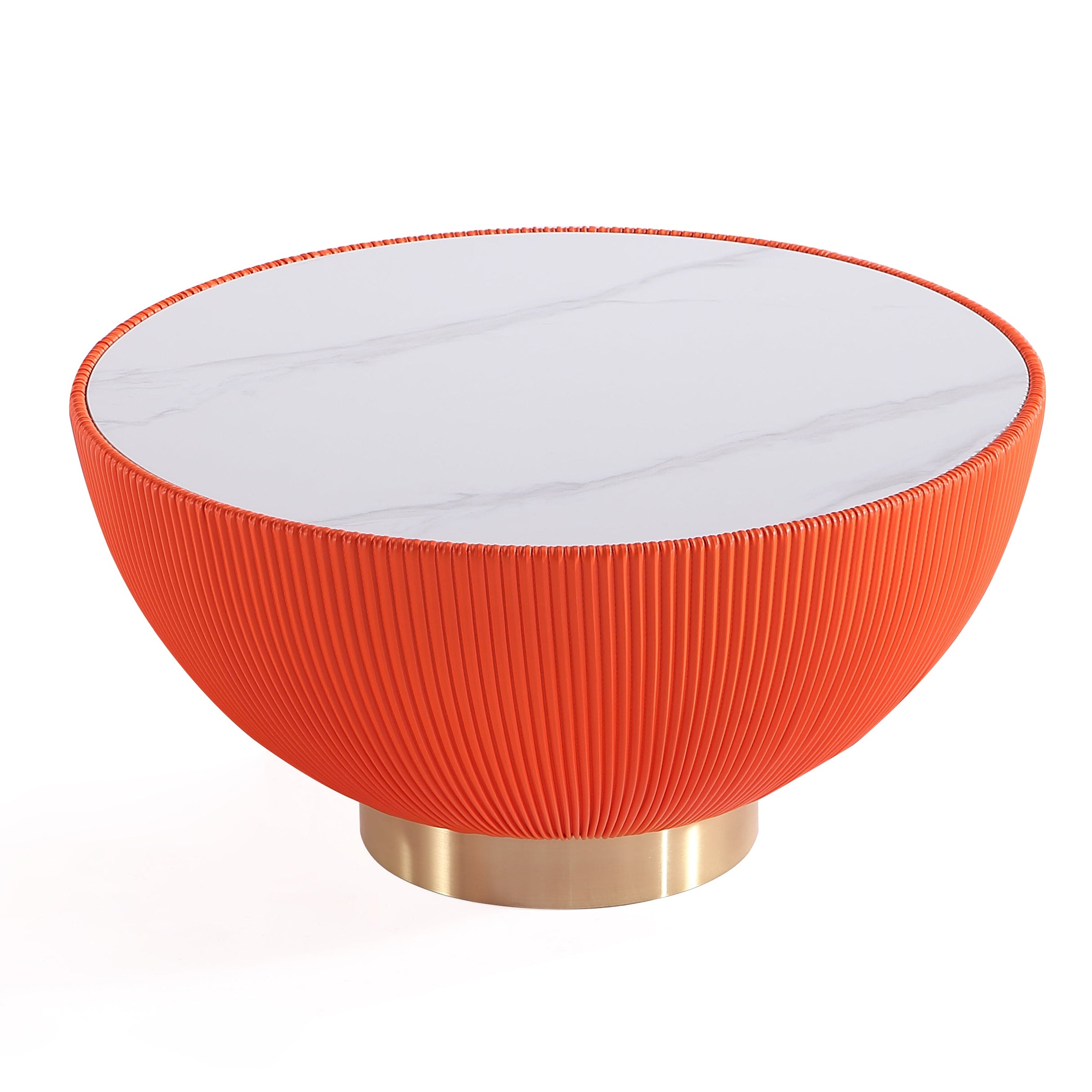 Anderson Orange Leather Coffee Table | Contemporary Upholstered Living Room Decor | MidinMod
