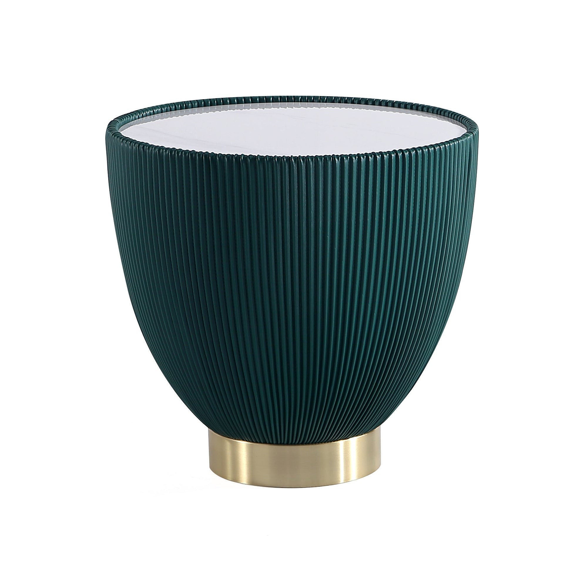 Anderson Modern Green Vegan Leather End Table | MidinMod