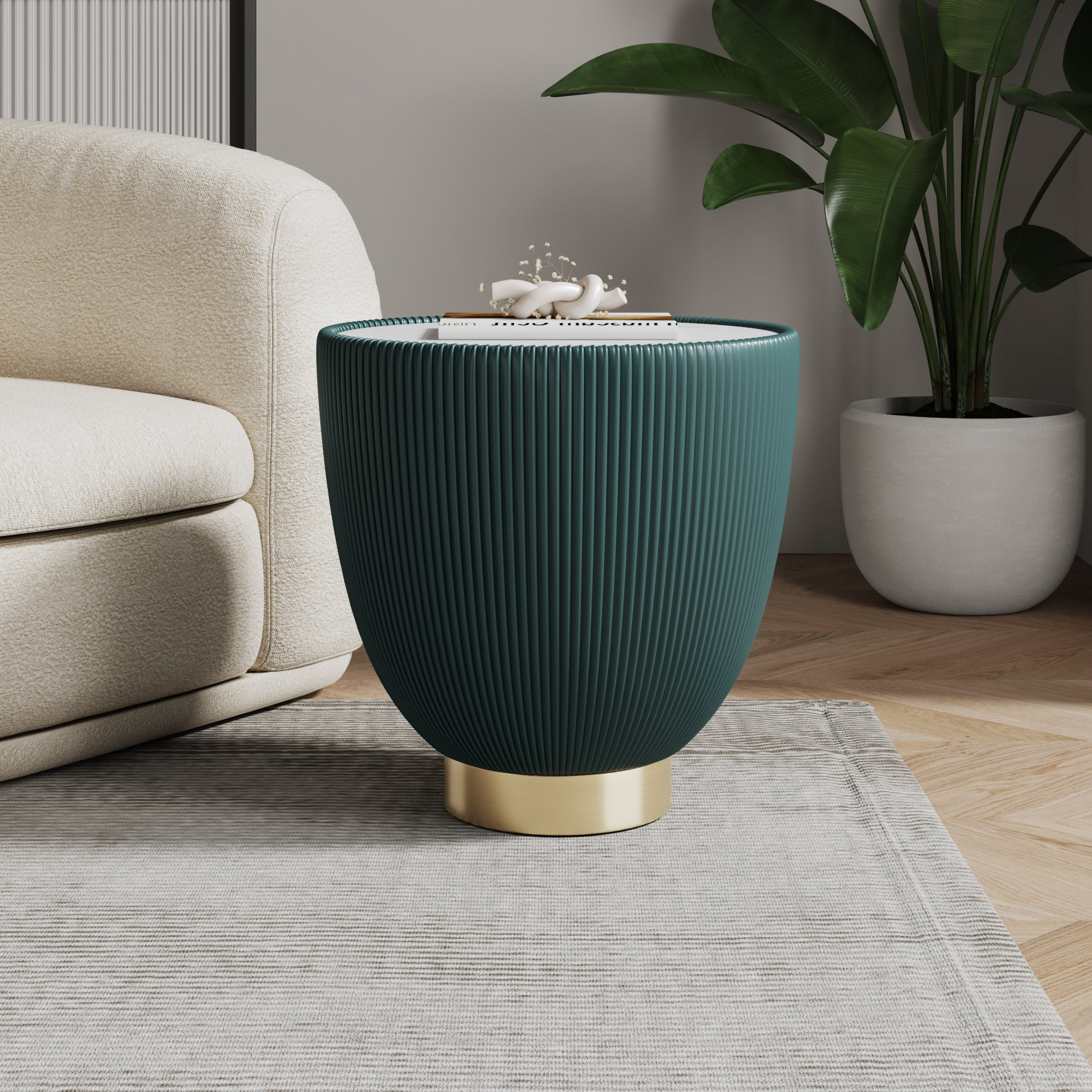 Anderson Modern Green Vegan Leather End Table | MidinMod