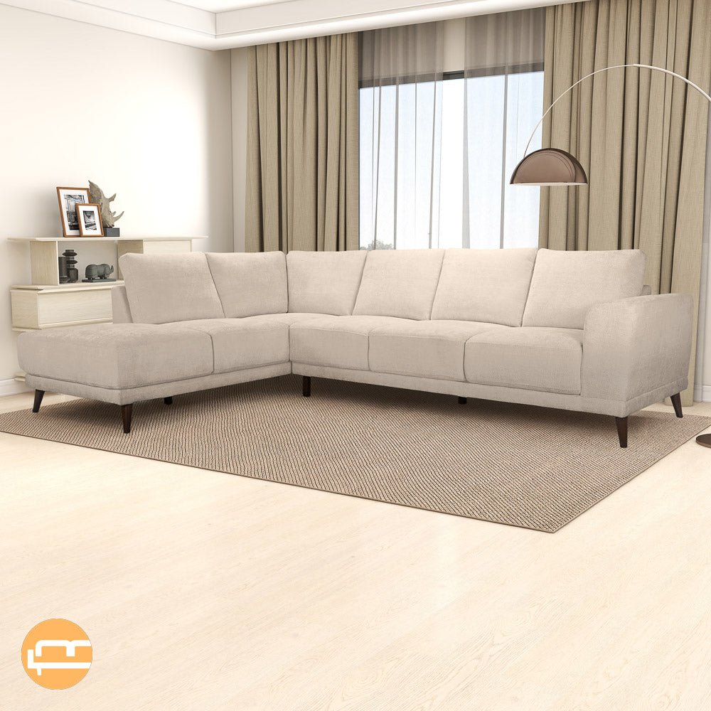 Andes Cream Fabric Left Sectional Sofa - MidinMod