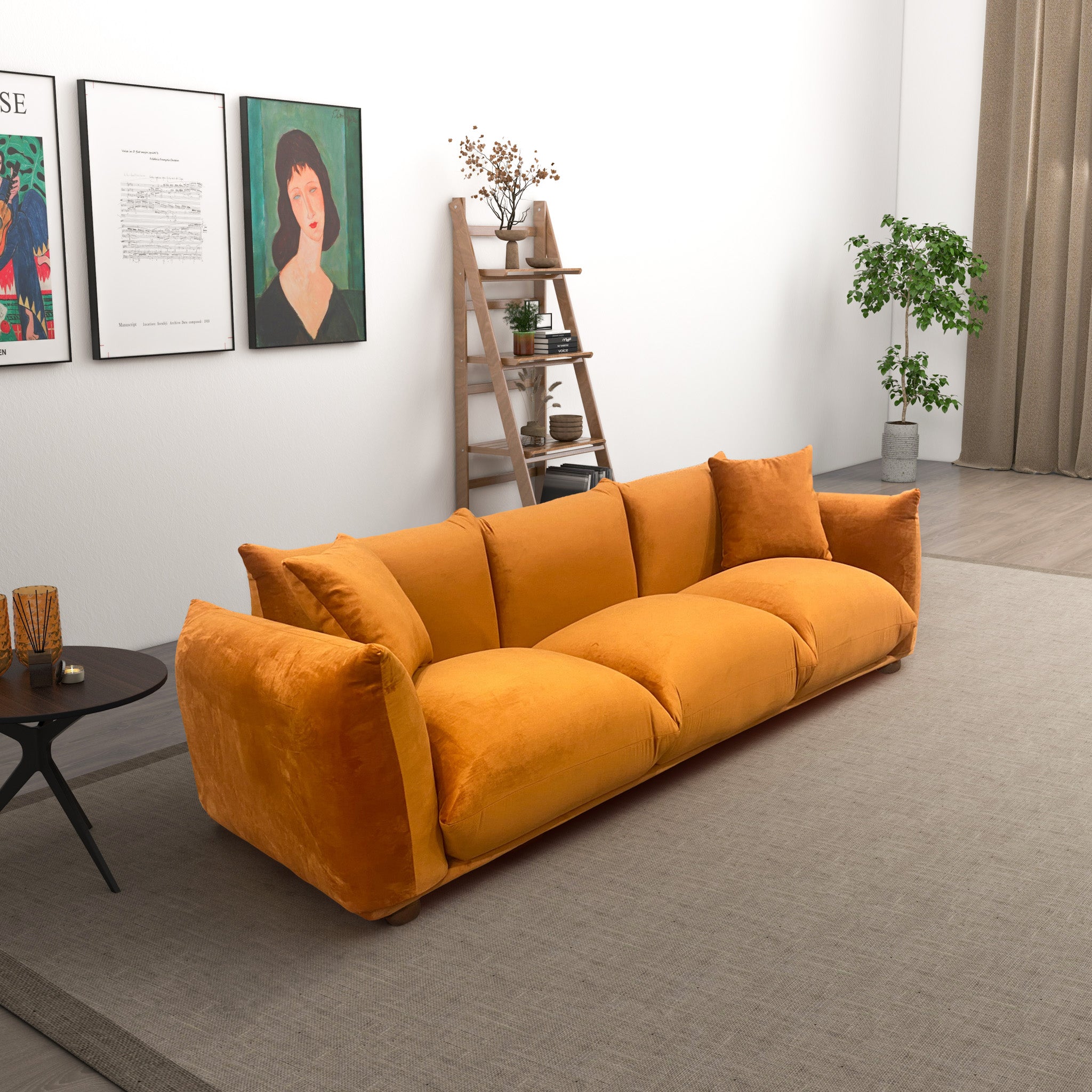 Archer Burnt Orange Velvet Sofa - MidinMod