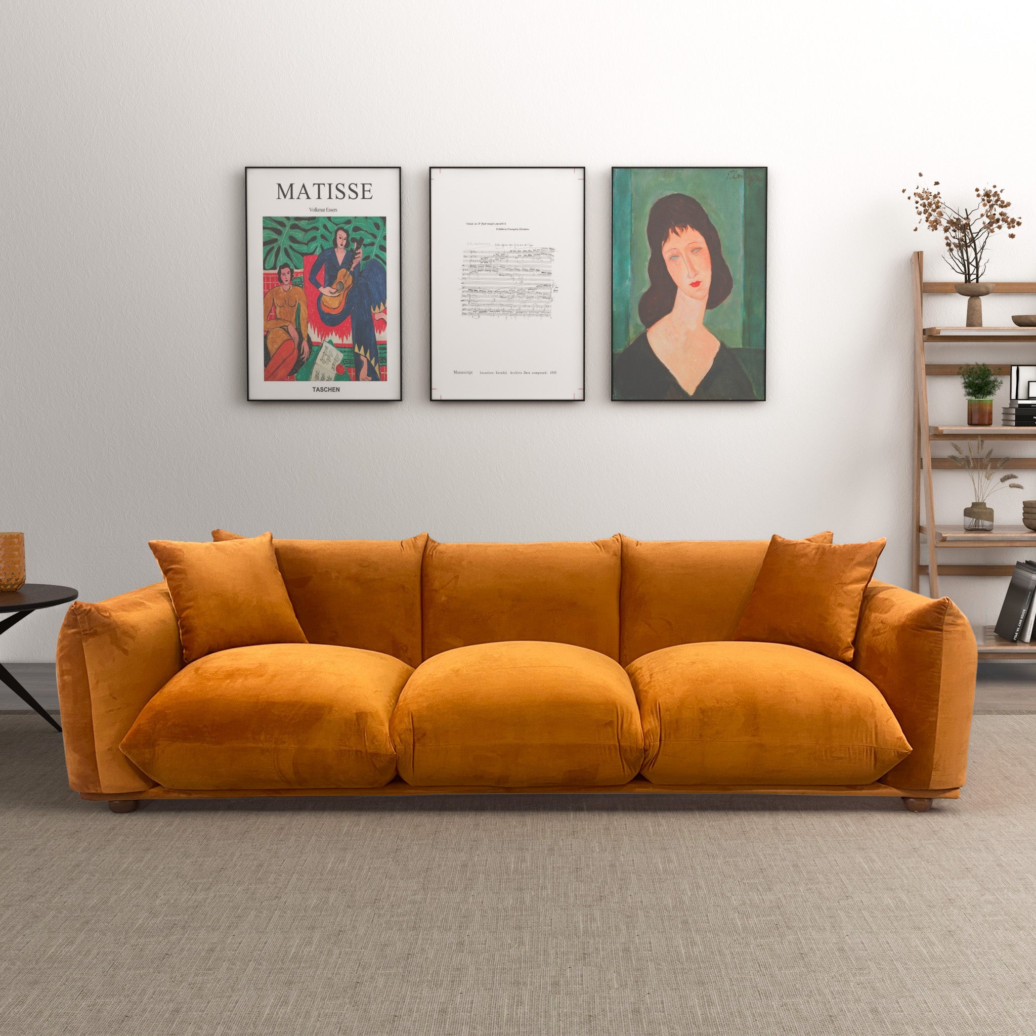 Archer Burnt Orange Velvet Sofa - MidinMod