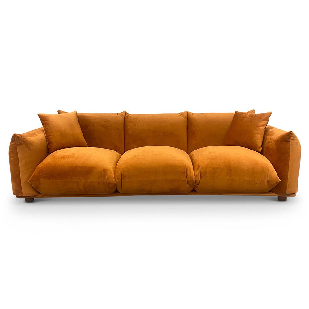 Archer Burnt Orange Velvet Sofa - MidinMod Houston Tx Mid Century Furniture Store - Sofas 1