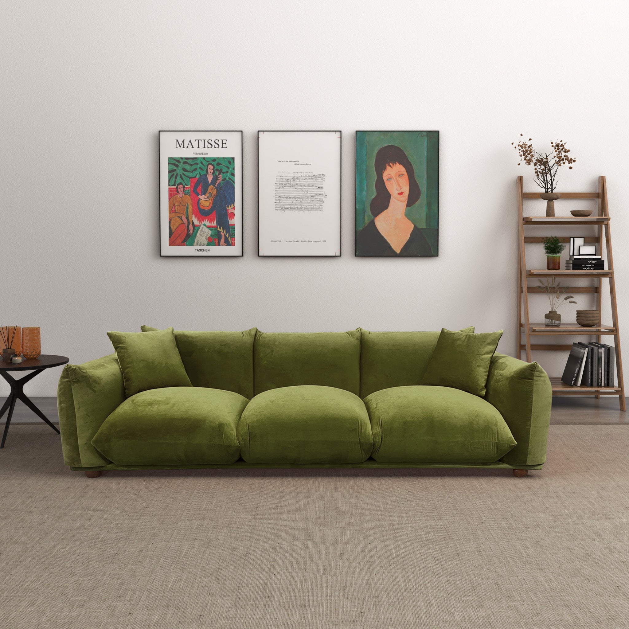 Archer Olive Green Velvet Sofa - MidinMod