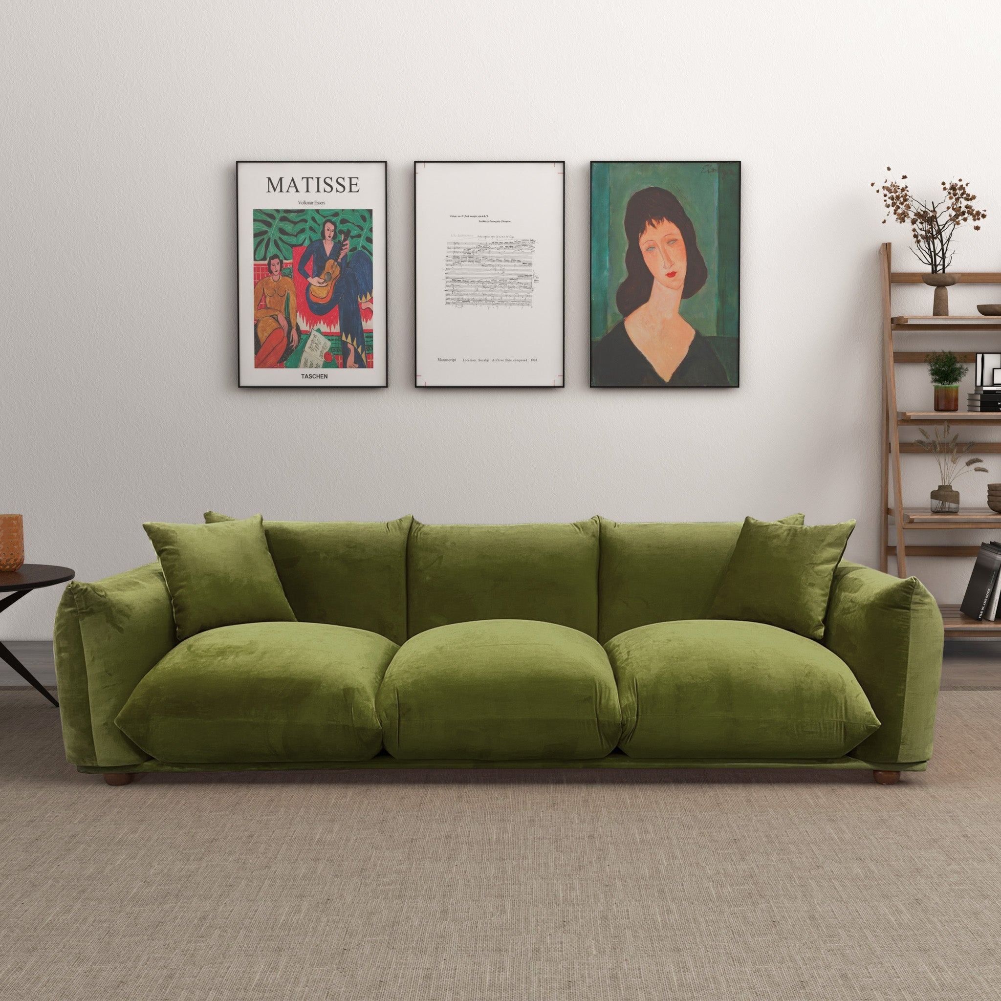 Archer Olive Green Velvet Sofa - MidinMod