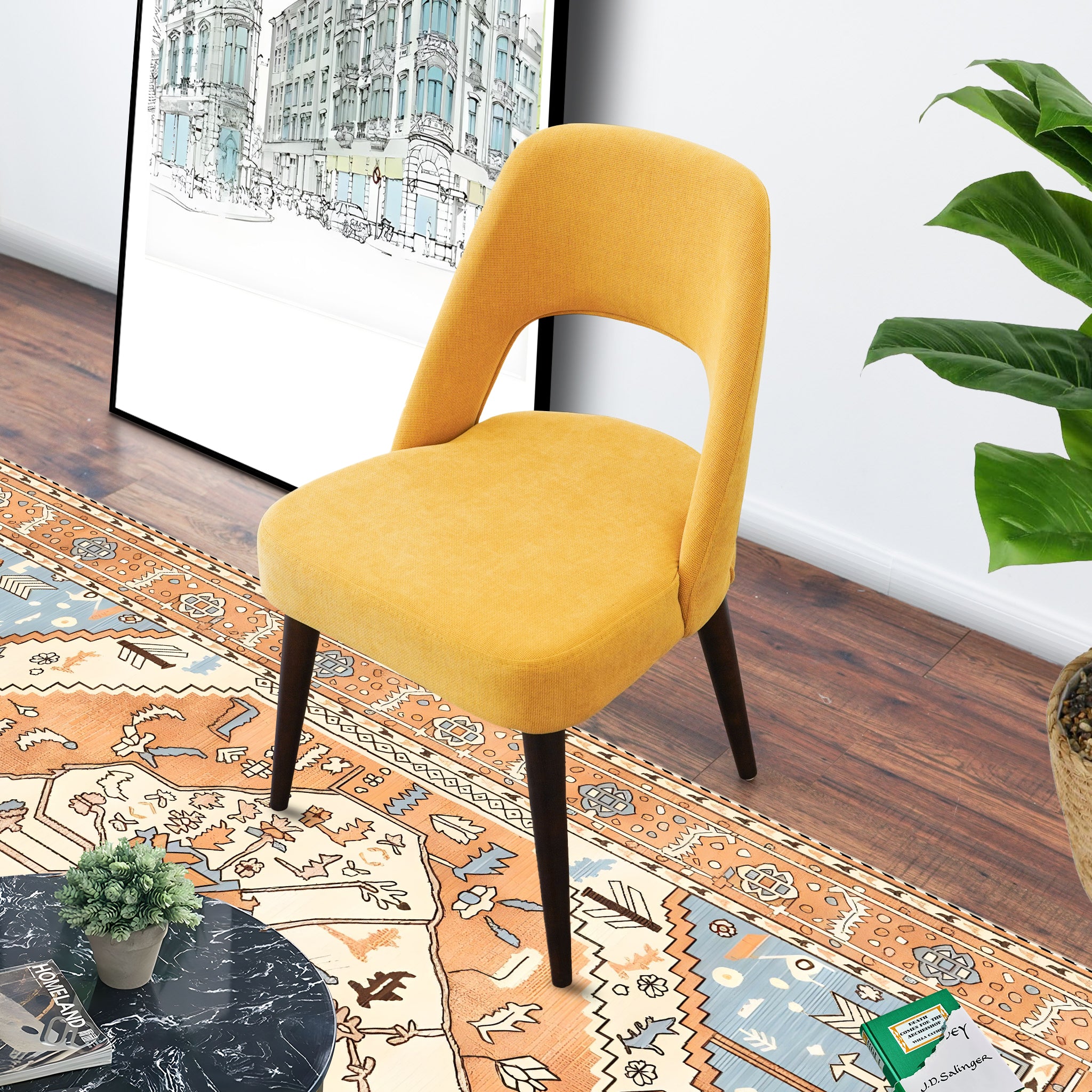 Ariana Mid Century Modern Yellow Dining Chair Set of 2 - MidinMod