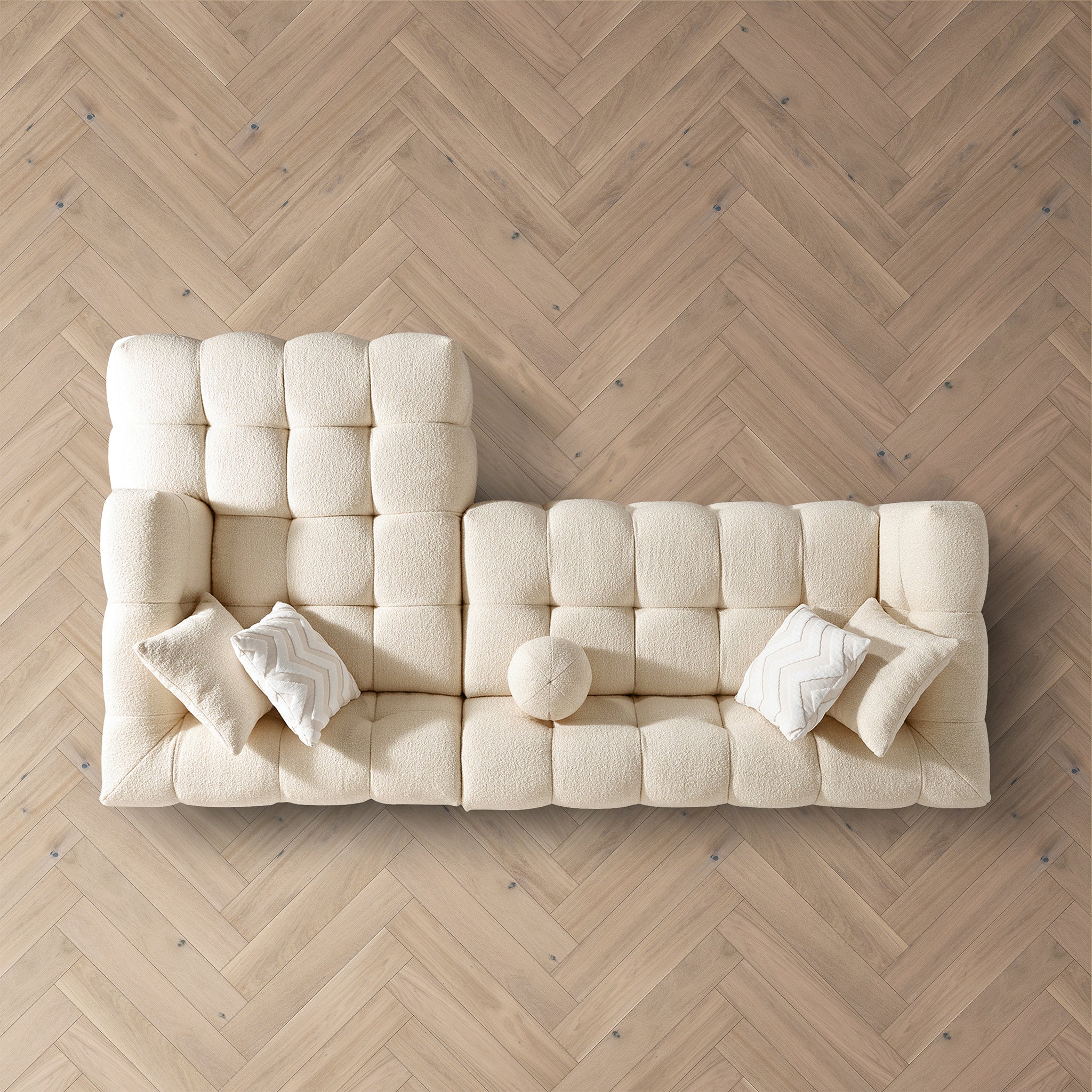 Aris Ivory Boucle Right Sectional Sofa - MidinMod