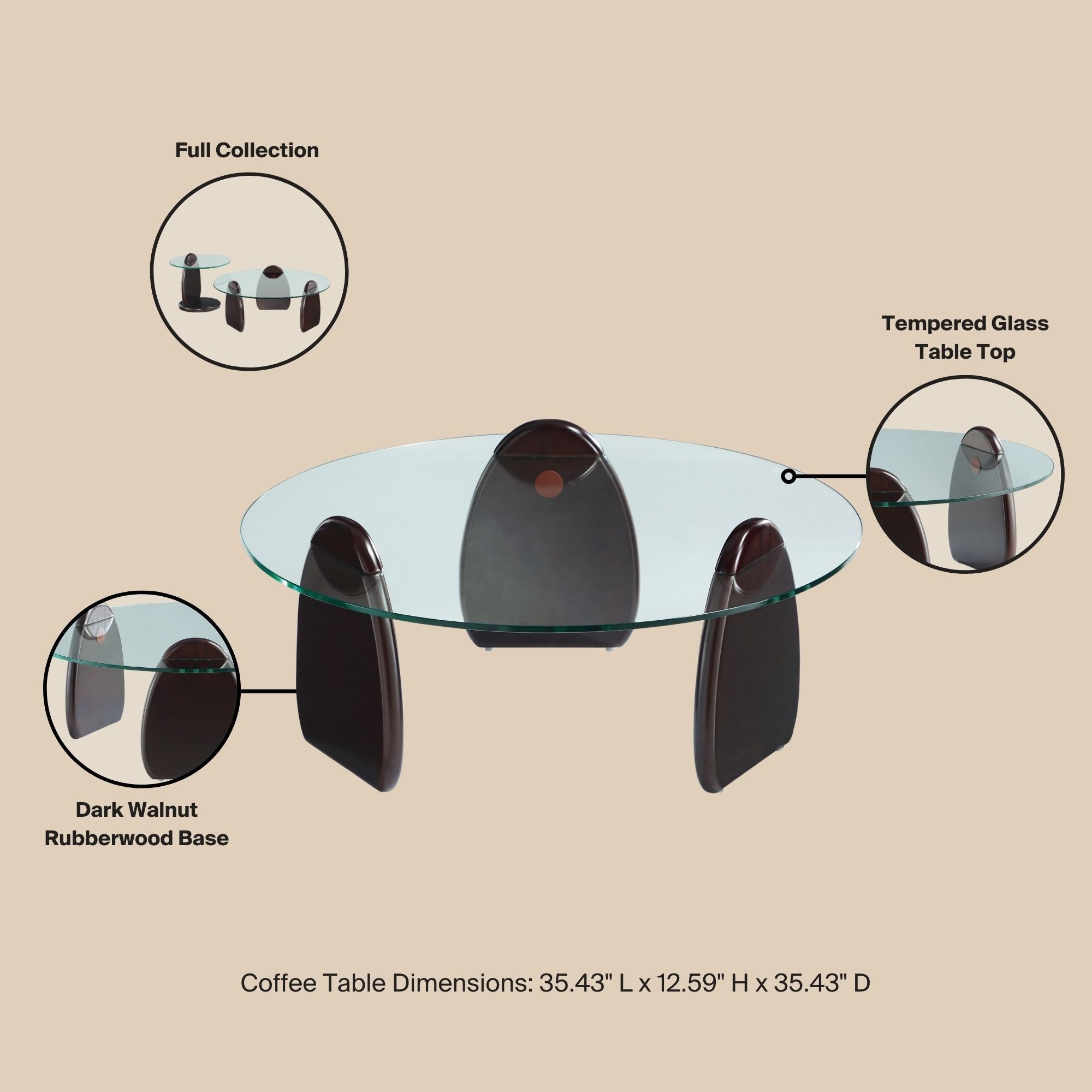 Artesia Dark Walnut Coffee Table | Modern Solid Wood Living Room Centerpiece | MidinMod