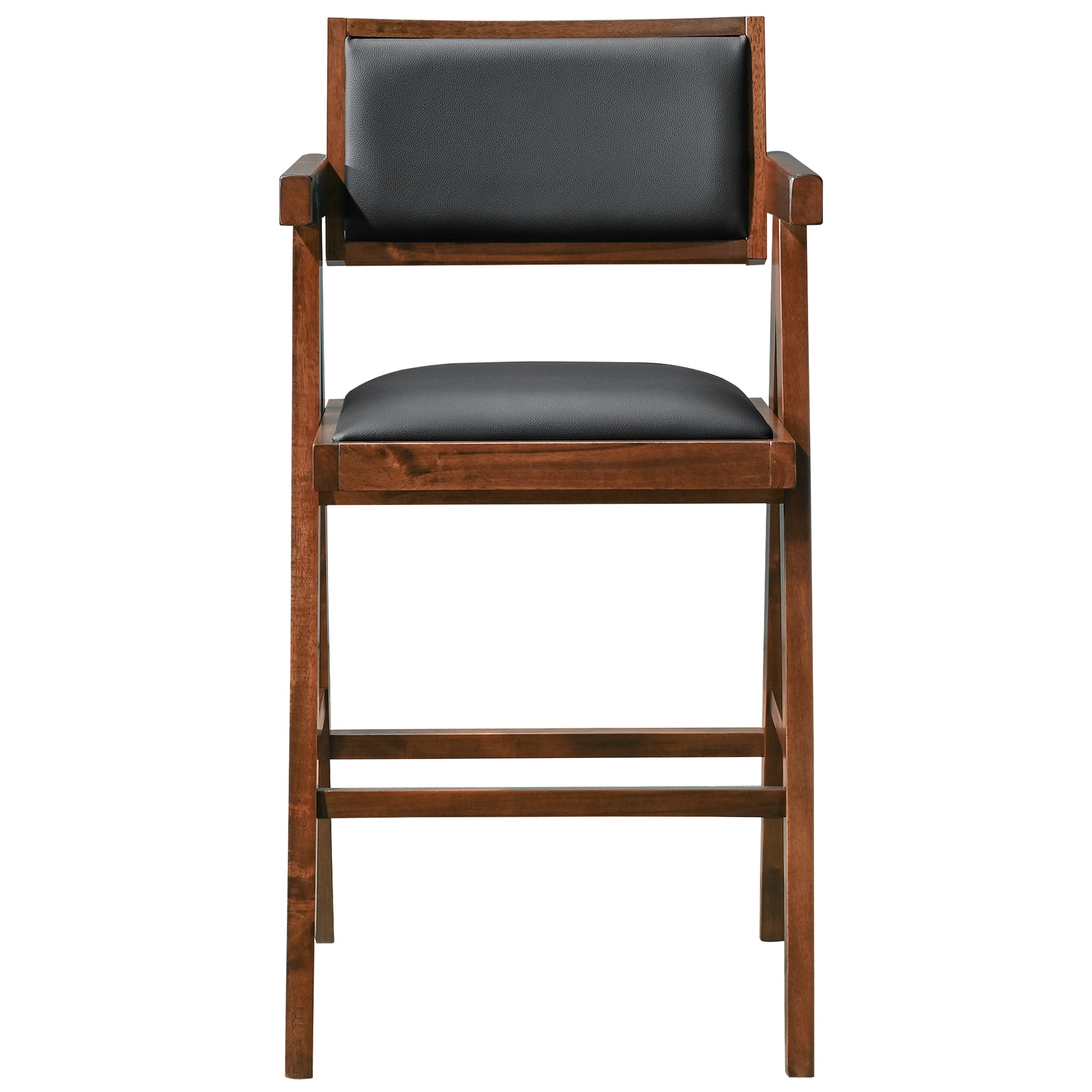 Ashford Black Leather Counter Chair Set of Two - MidinMod