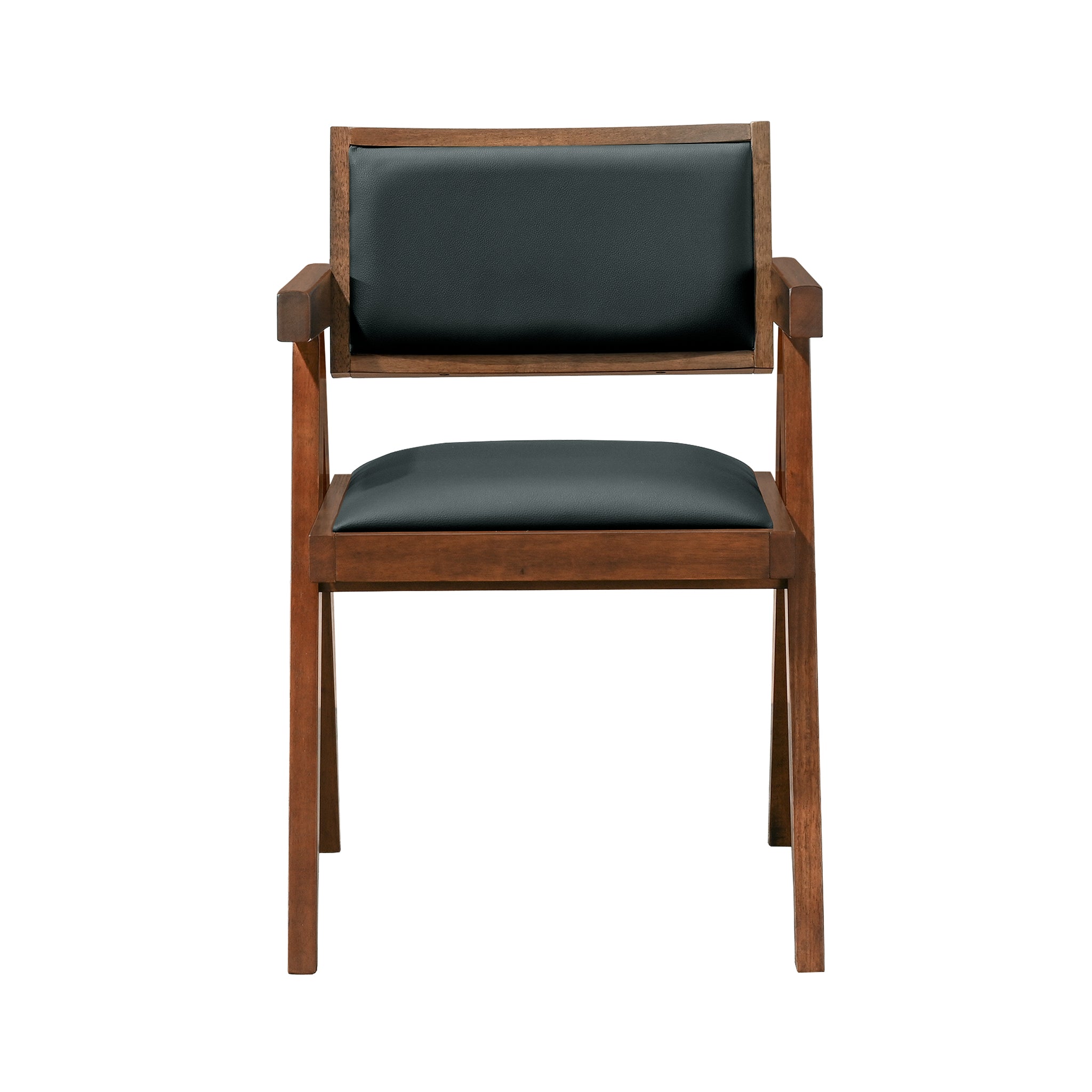 Ashford Black Leather Dining Chair Set of Two - MidinMod