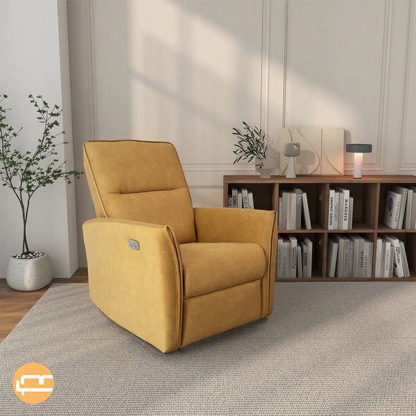 Ashland Dark Yellow Suede Recliner Chair - MidinMod