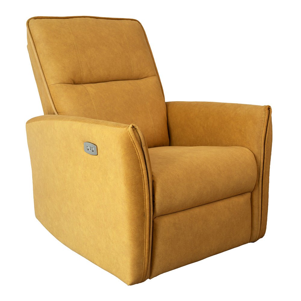 Ashland Dark Yellow Suede Recliner Chair - MidinMod Houston Tx Mid Century Furniture Store - Lounge Chairs 1