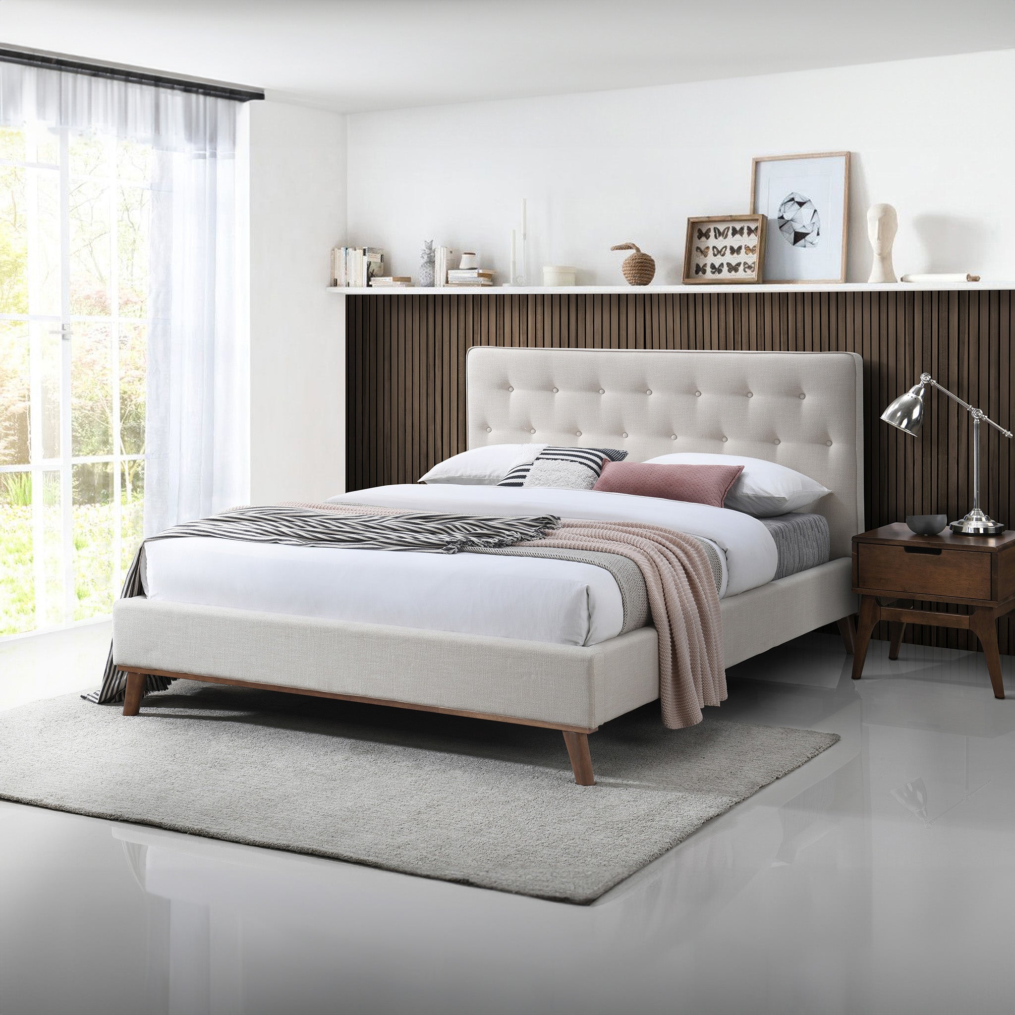 Ashton Queen Bed Light Beige - MidinMod