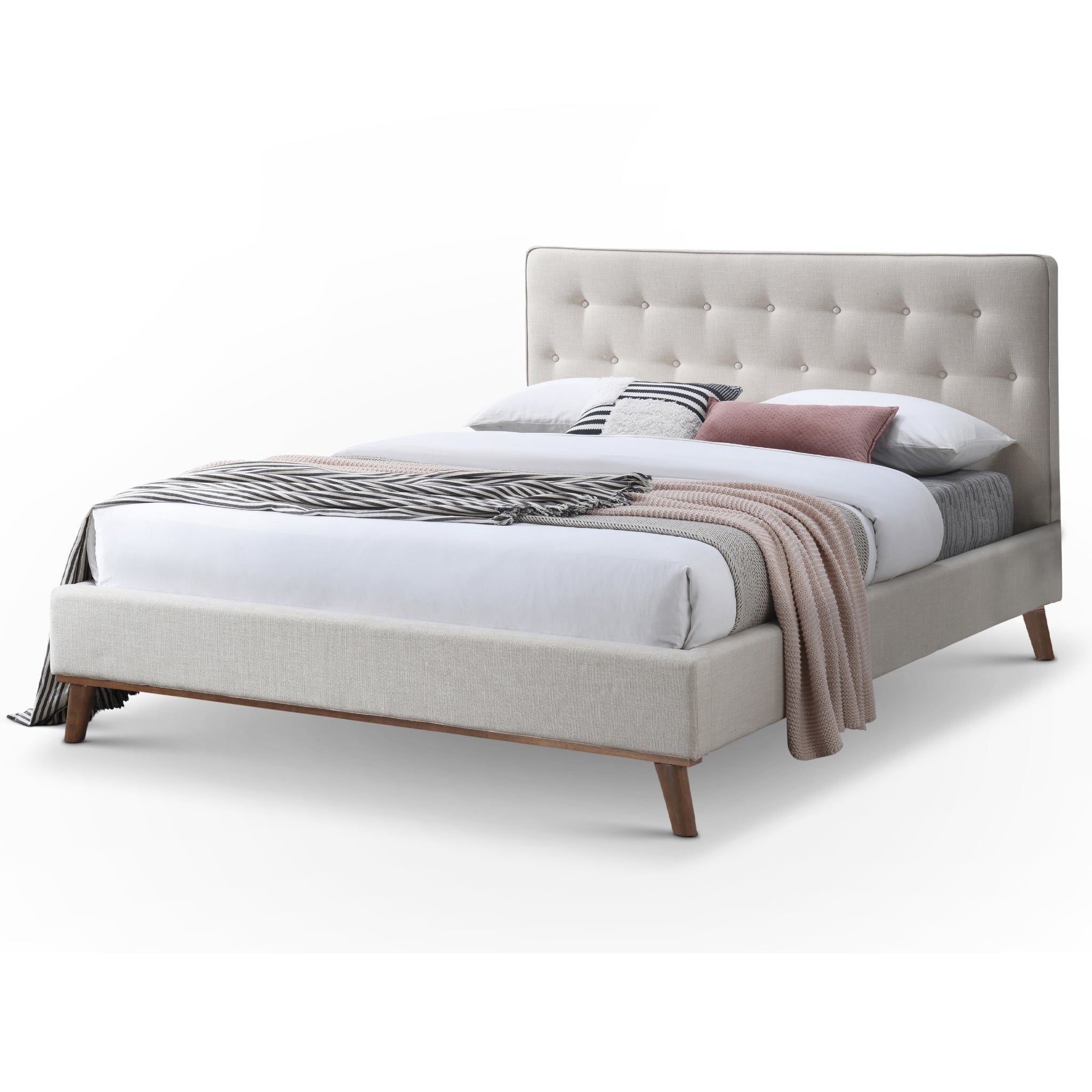 Ashton Queen Bed Light Beige - MidinMod