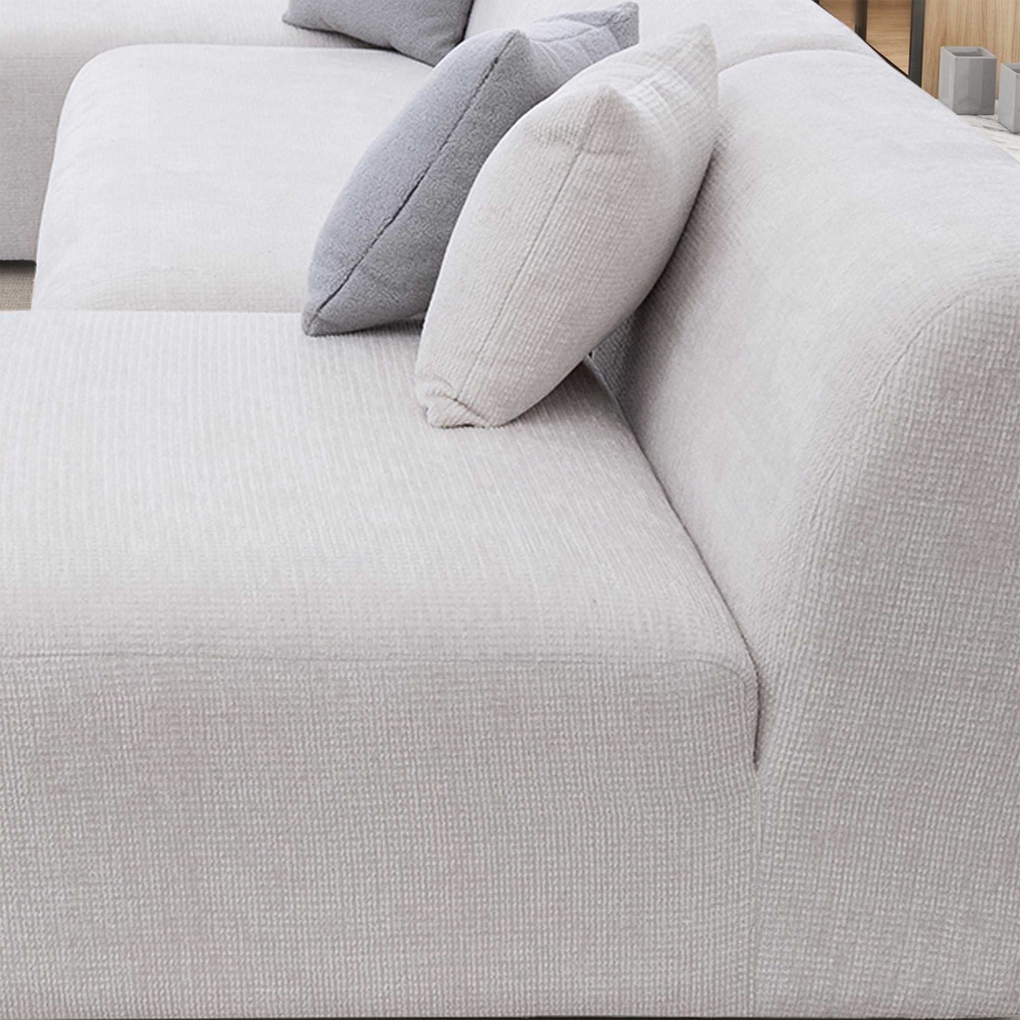 Aura U-Shape Cream Chenille Corner Sofa